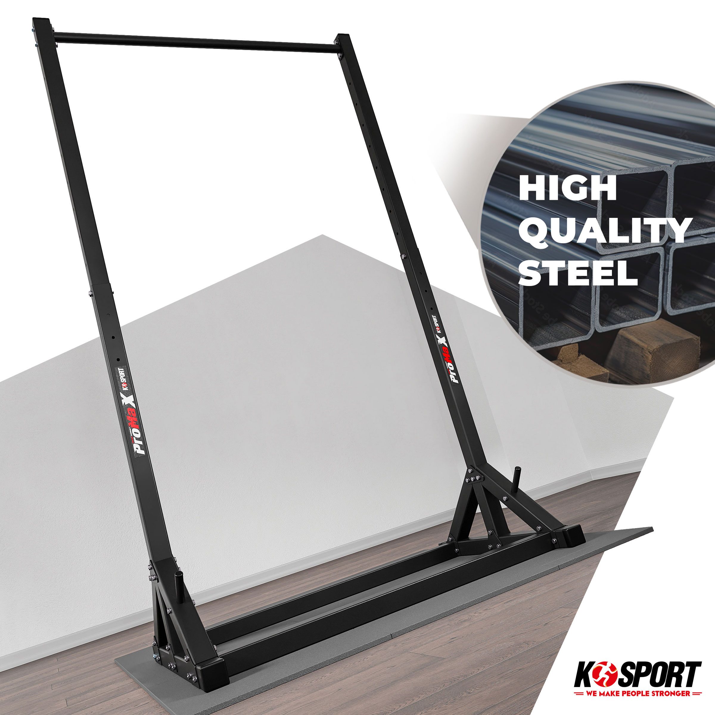 K-SPORT Klimmzugstange Stationäre Klimmzugstange bis 140kg (Pull-Up Bar mit Gewichtsablage, Klimmzugturm für Muskeltraining, Pull Up Mate), Made in EU!