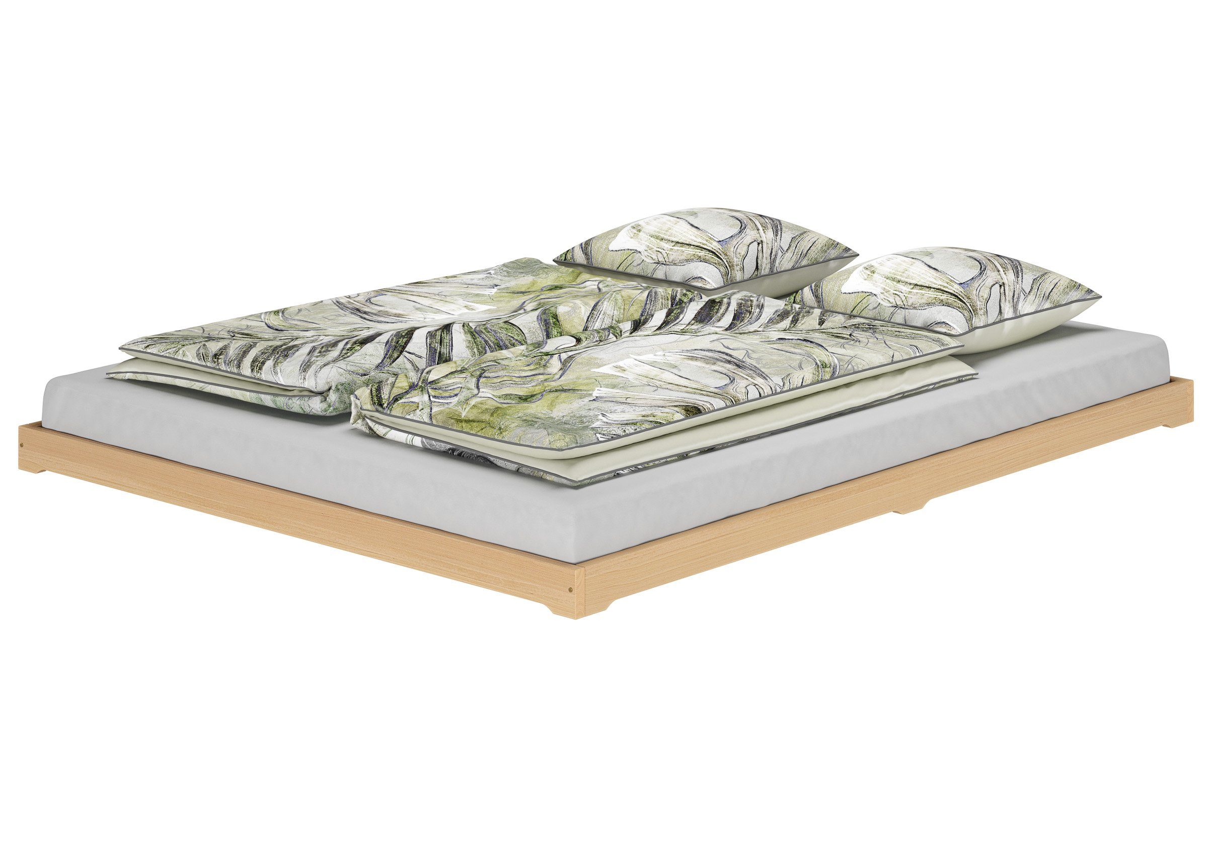 ERST-HOLZ Futonbett Breites Bodenbett Doppelbett Buche Massiv 200 x 200 cm, günstig online kaufen