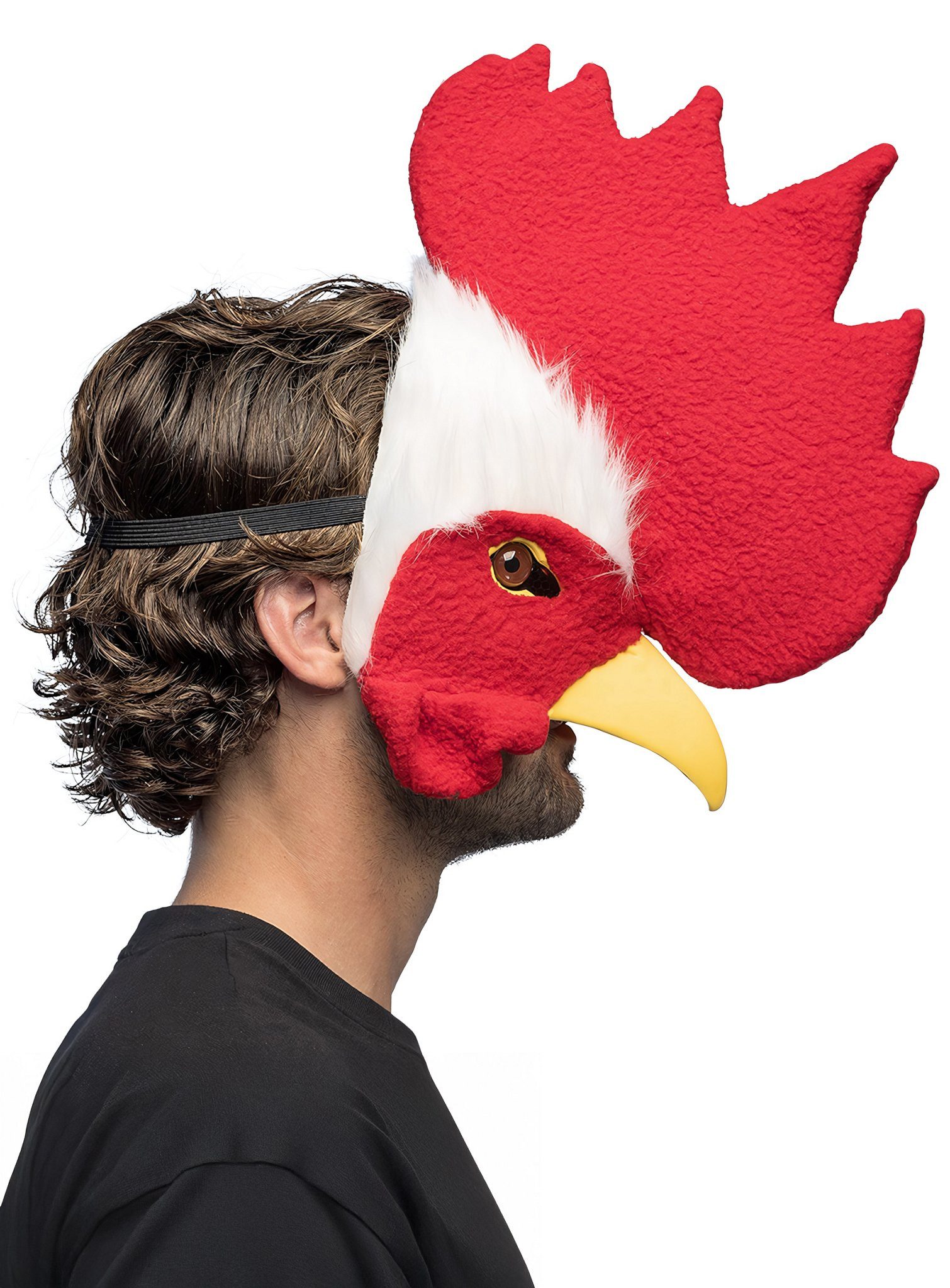 Boland Verkleidungsmaske Hahn Halbmaske aus Plüsch, Bezaubernde Plüschmaske im Stil eines Kuscheltiers