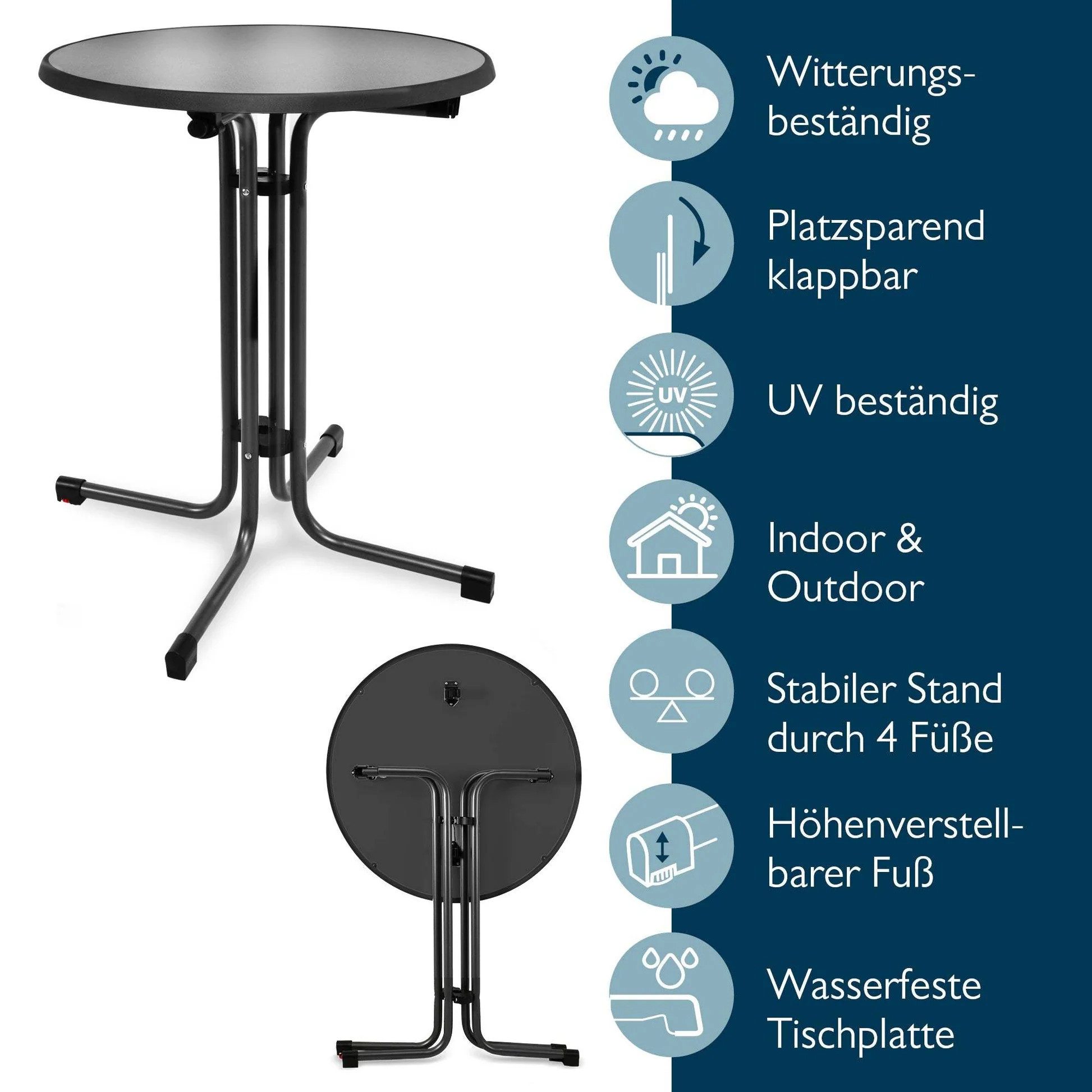 Beautissu Stehtisch Outdoor Stehtisch Bellini, klappbar, Ø80cm, Weiß, mit Husse, inkl. Husse – wetterfest – kratzfest