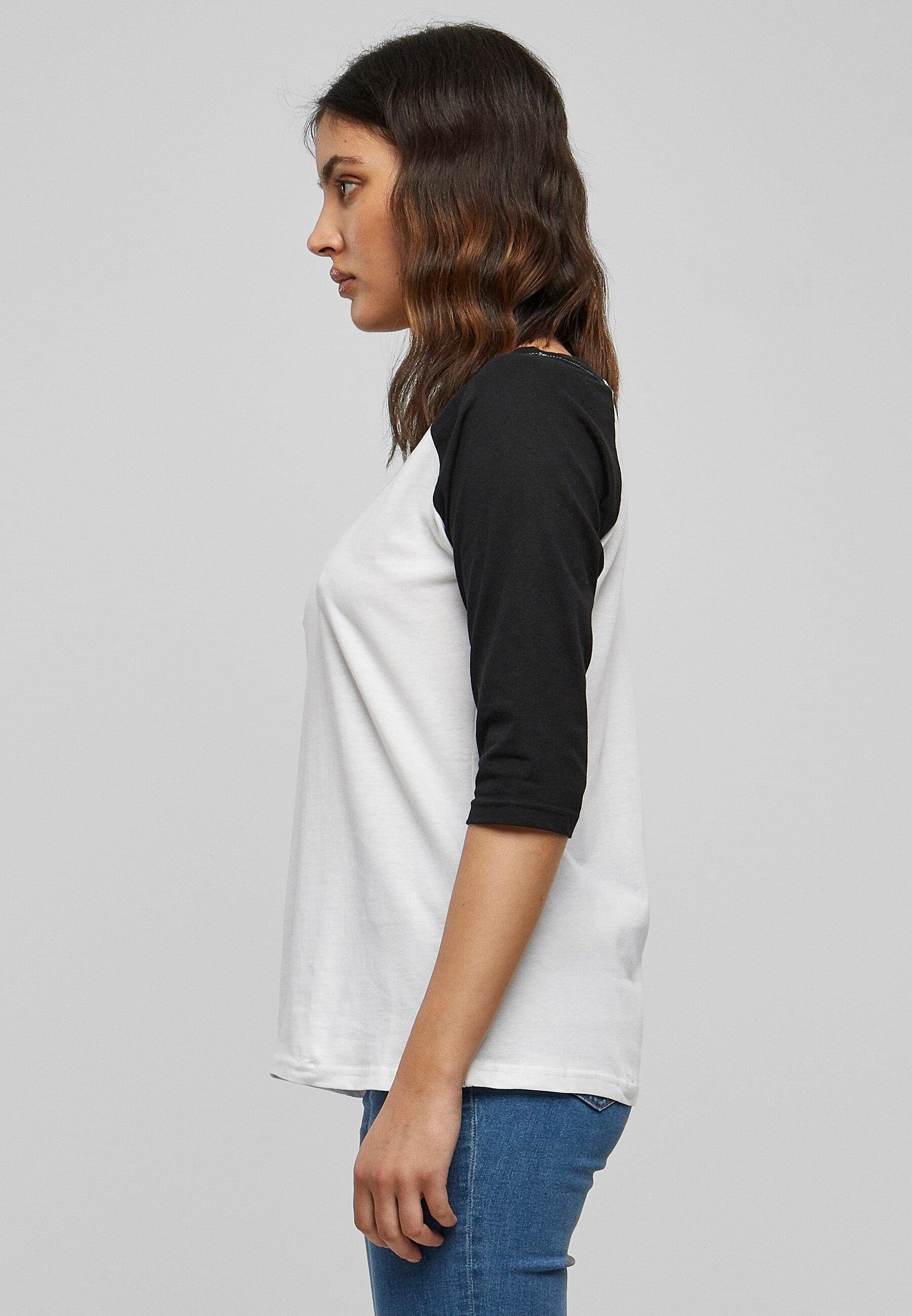 Tee Raglan Contrast Ladies Kurzarmshirt (1-tlg) CLASSICS 3/4 URBAN Damen white/black