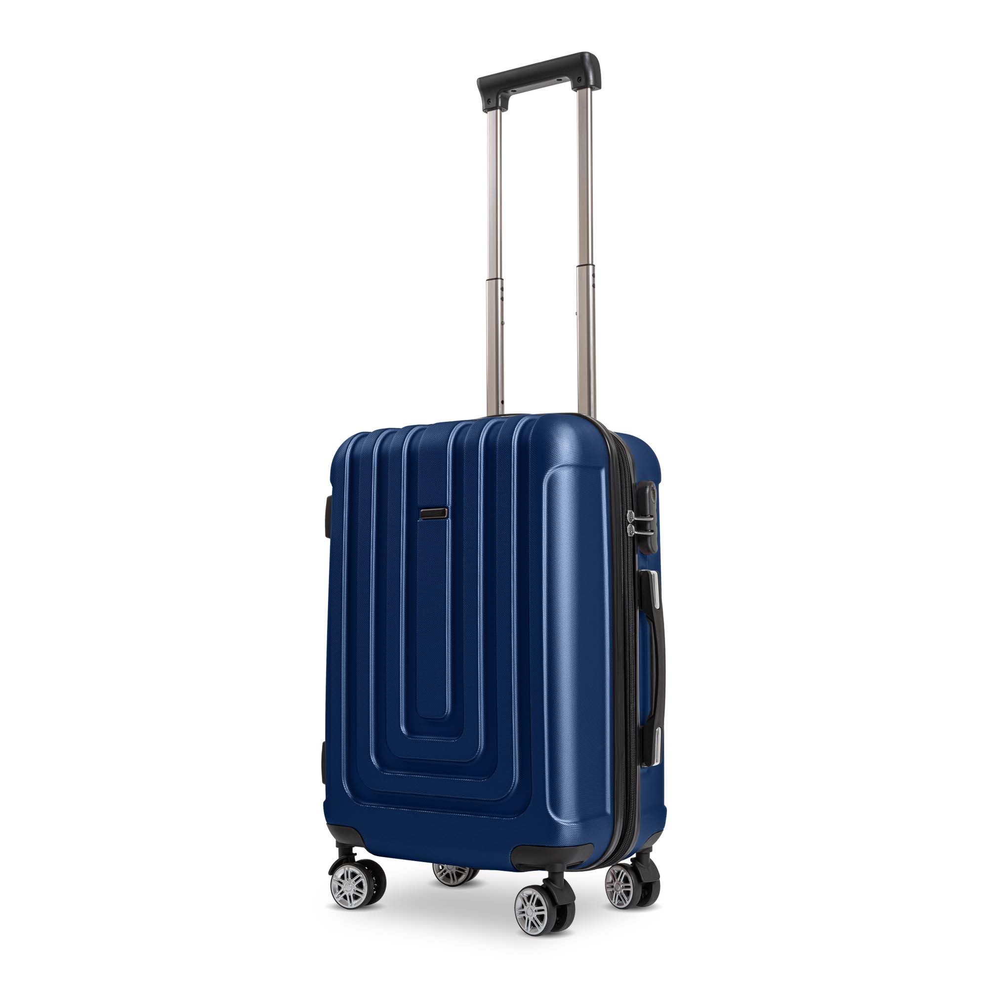 Sparsando Hartschalen-Trolley Hartschalen-Trolley 50cm Handgepäck Reisetrolley TSA Nummern-Schloss, 4 x 360° Zwillings - Rollen, Handgepäck,Kabinenkoffer,Hartschalenkoffer,Kabinentrolley,Dunkelblau