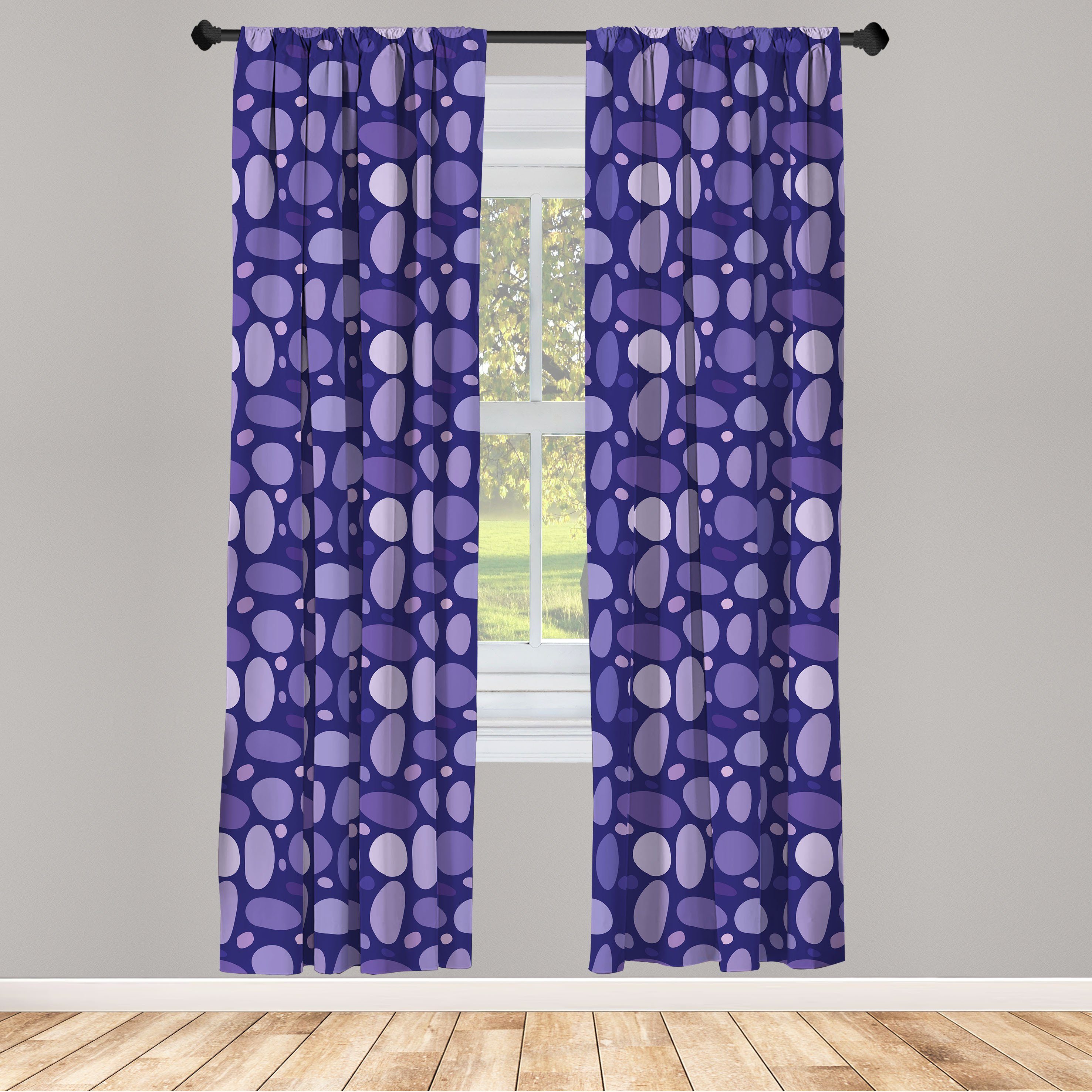 Gardine Vorhang für Wohnzimmer Schlafzimmer Dekor, Abakuhaus, Microfaser, Abstrakt Retro Ellipse Hippie Spots