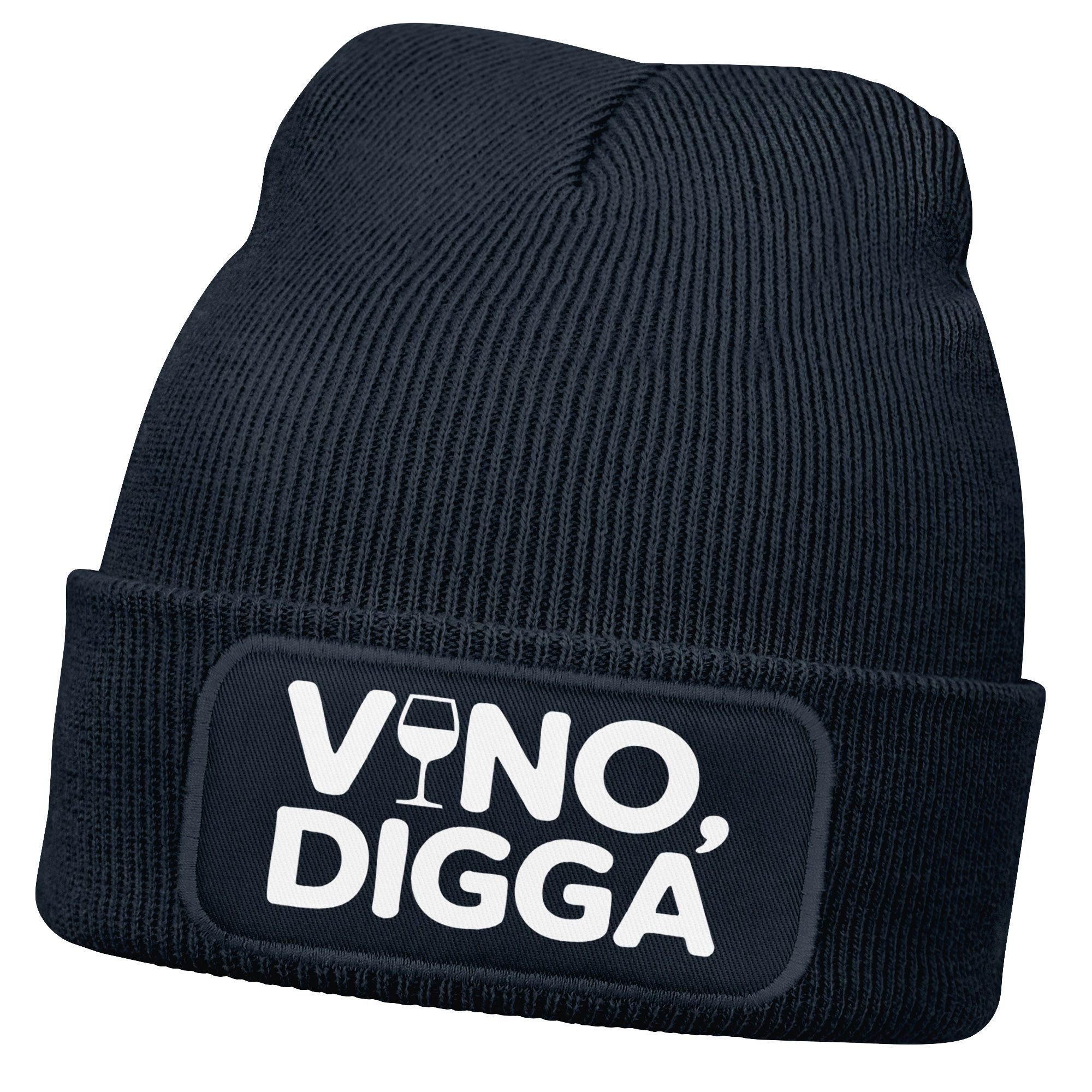 Strickmütze Damen Beanie mit Patch Strickmütze mit Spruch Aufdruck Lustig