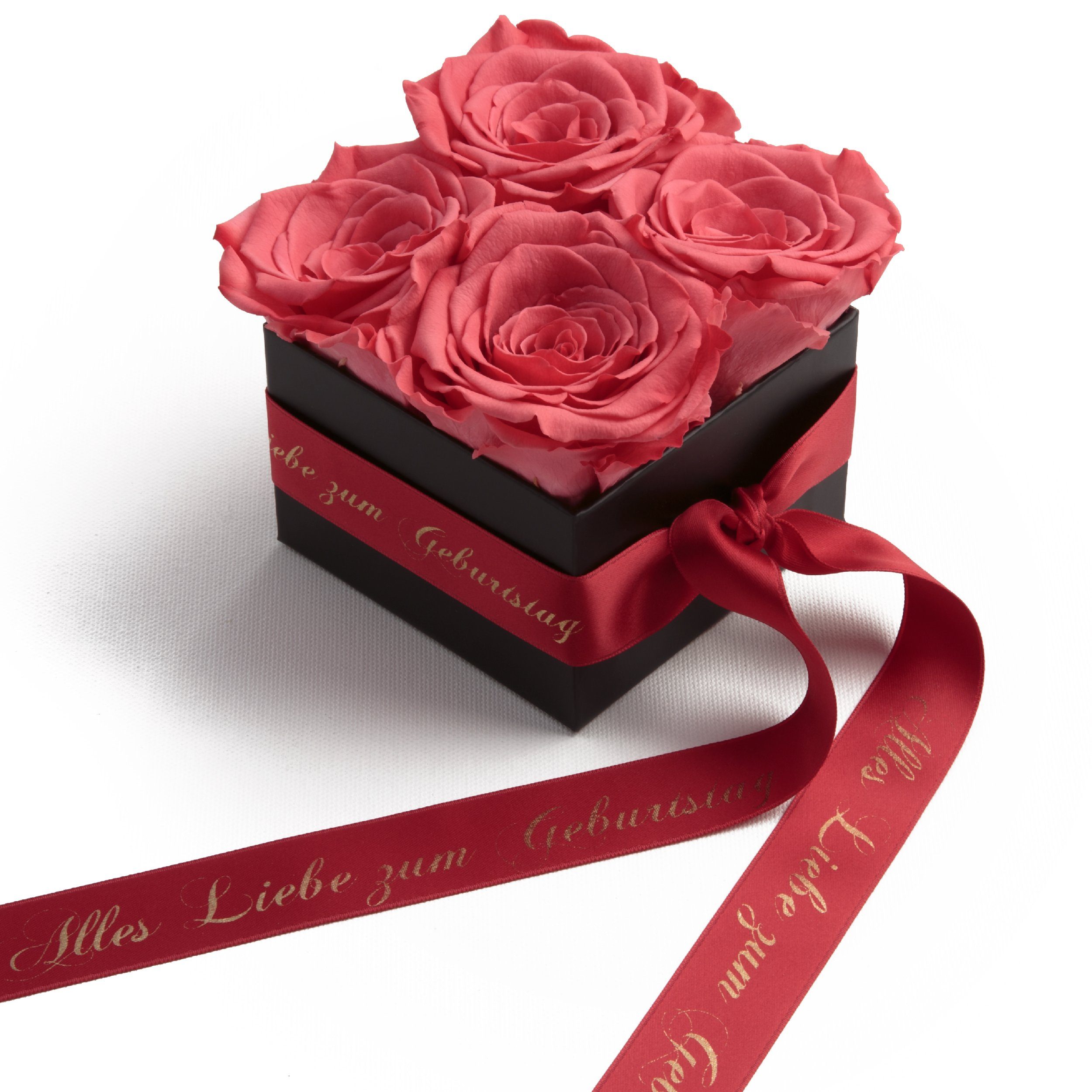 4 Echte Rot Rosen Konservierte Rosenbox Blumenbox MIT GRAVUR Geburtstag Geschenk 