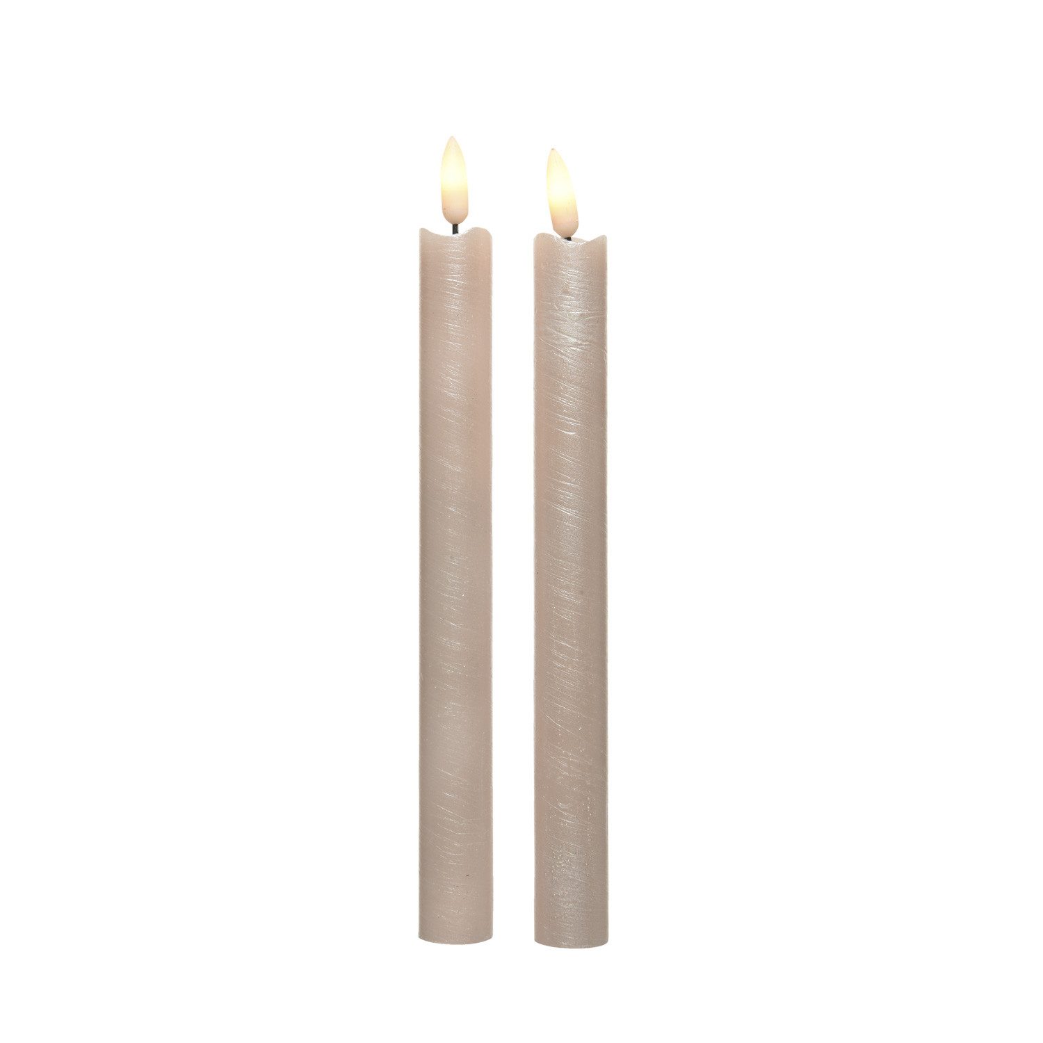 LED-Kerze LED Stabkerzen Tafelkerzen Dinner Spitzkerzen rustikal 25cm rosa 2St