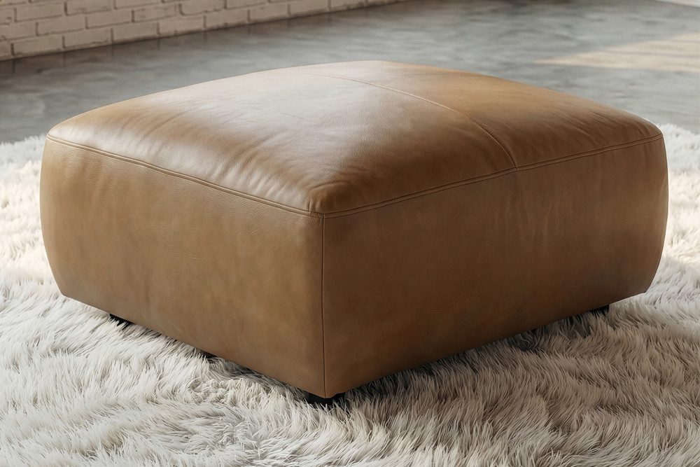 riess-ambiente Fußhocker BIG GEORGE 95cm cognac - Echtleder, Pappelholz, Nosagfederung, FSC (Einzelartikel, 1 St), Moderner Polsterhocker für Sofa - ideal für Wohn- und Schlafzimmer