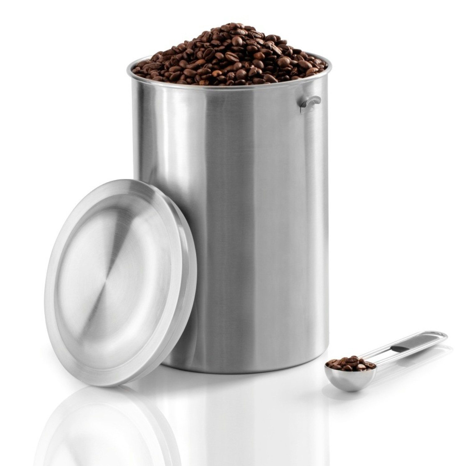 Xavax Kaffeedose Kaffeedose Edelstahl Luftdicht + Dosierlöffel, Edelstahl, (Set Behälter + Löffel, 1-tlg., 1x Dose 1x Maßlöffel), 1kg Vorratsdose Behälter Dose  – Bild 2 von 5