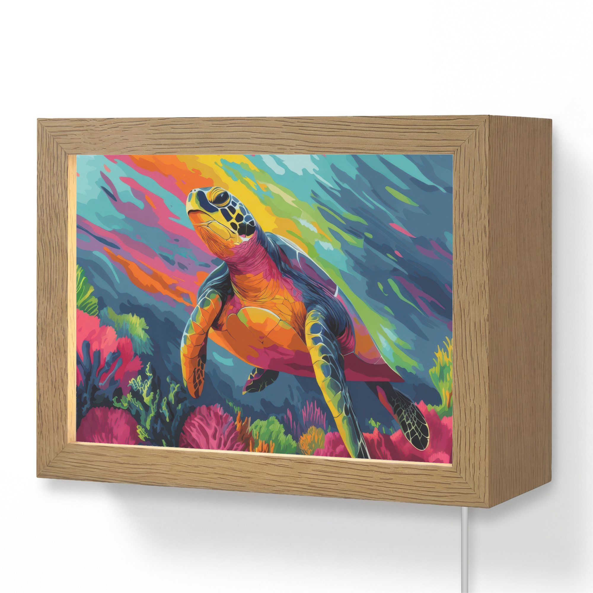 Wandleuchte Lightbox Koralle - Schildkröte - Abstrakt - Wasser