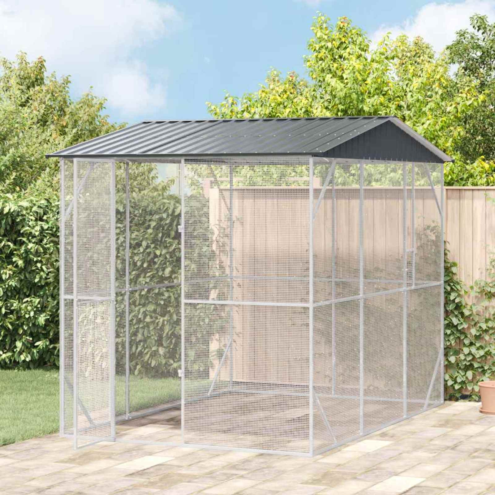 vidaXL Vogelkäfig, Vogelkäfig Anthrazit 227 x 310 x 247 cm Verzinkter Stahl