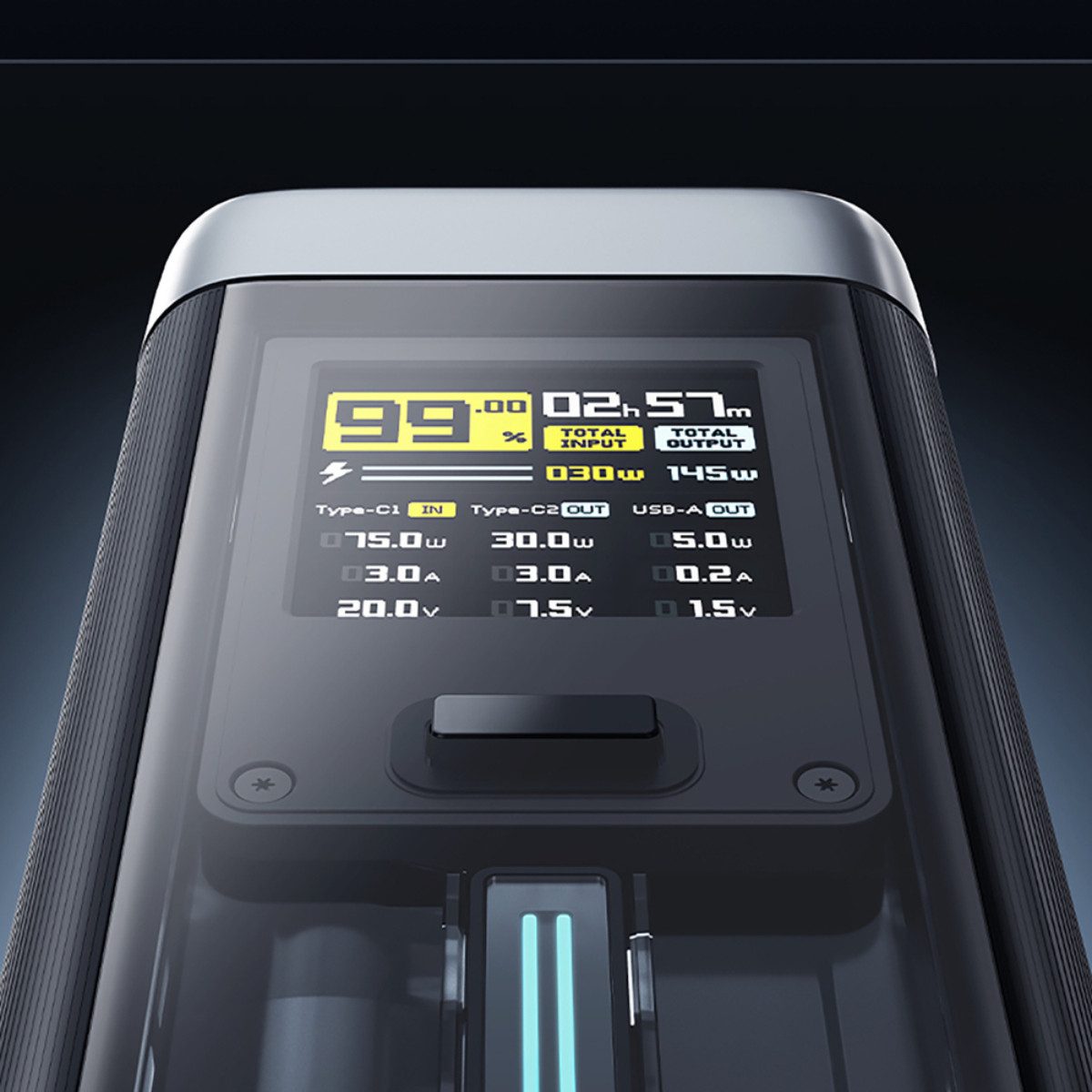 Cuktech CUK00P23GLBK Powerbank 25000 mAh (5, 9, 12, 15, 20 V), 210W Leistung mit 140W Schnellladen und TFT Display – Bild 5 von 5