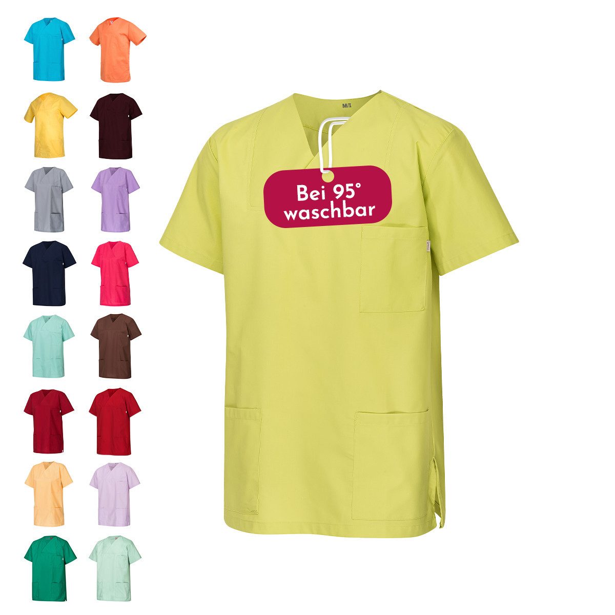 Clinotest Funktionsbluse Kasack Damen & Herren - 95 Grad waschbare, kochfest ohne einzulaufen (1-tlg) Schlupfkasack aus Baumwolle & Polyester - Berufsbekleidung für Pflege