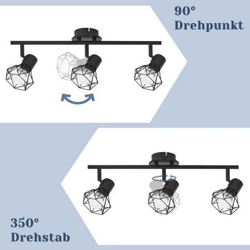 ZMH Deckenleuchten 3/4 Flammig Deckenspots - Weiß/Schwarz Retro Schwenkbar Flur, Augenschutz, LED fest integriert, Schwenkbar, E14