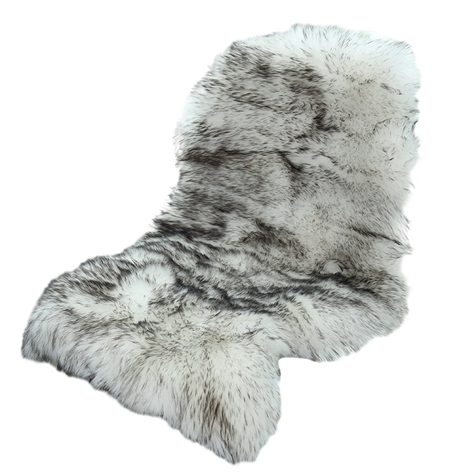 OKWISH Fellteppich Hochflor Teppich Wohnzimmerteppich Schlafzimmerteppich, fellförmig, Höhe: 60 mm, Teppiche für Bettvorleger 60*100 CM Shaggy