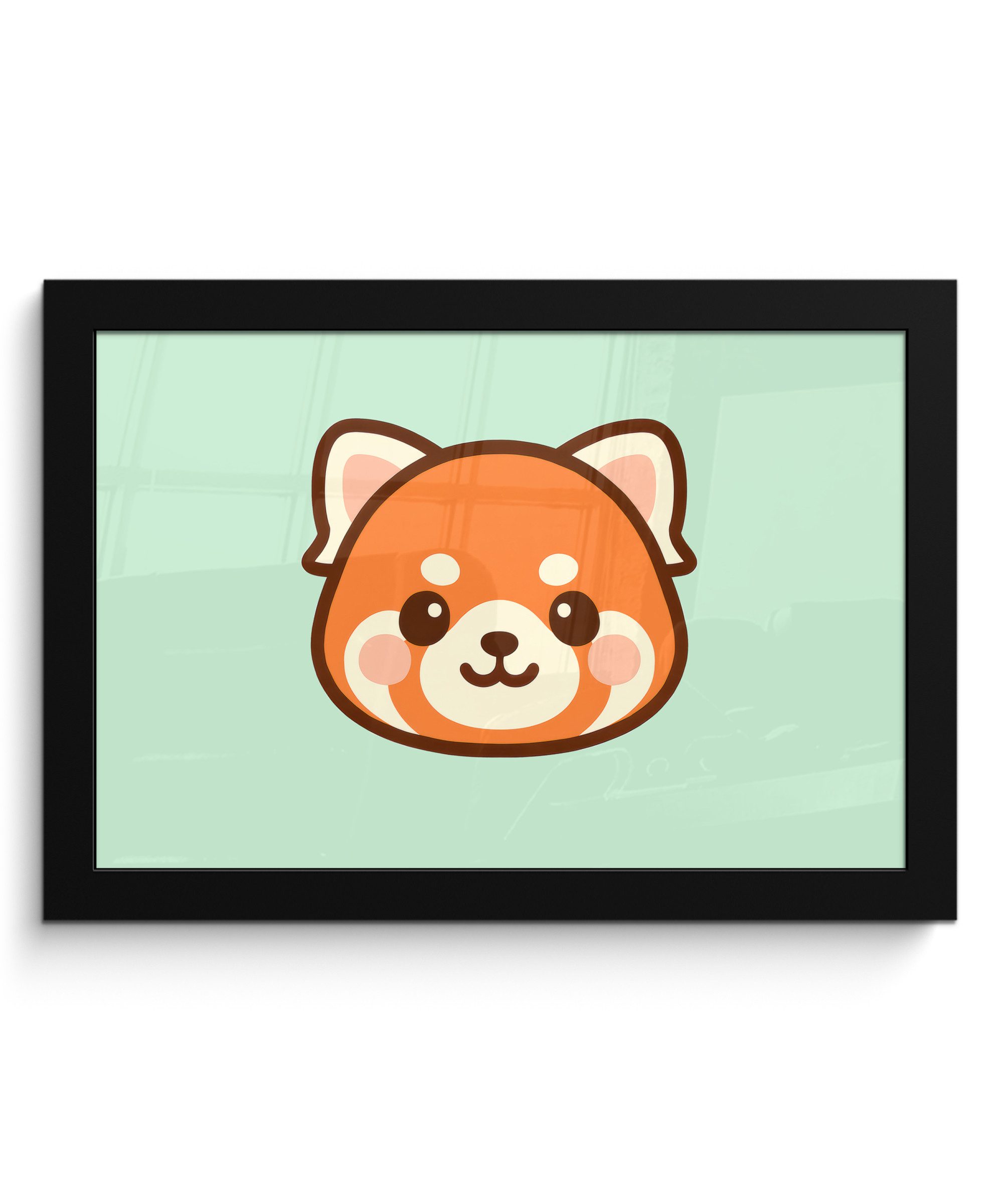 MuchoWow Poster Roter Panda - Grün - Cartoon, (1 St), Wandbilder, Deko Wohnzimmer Schlafzimmer, 30x20 cm