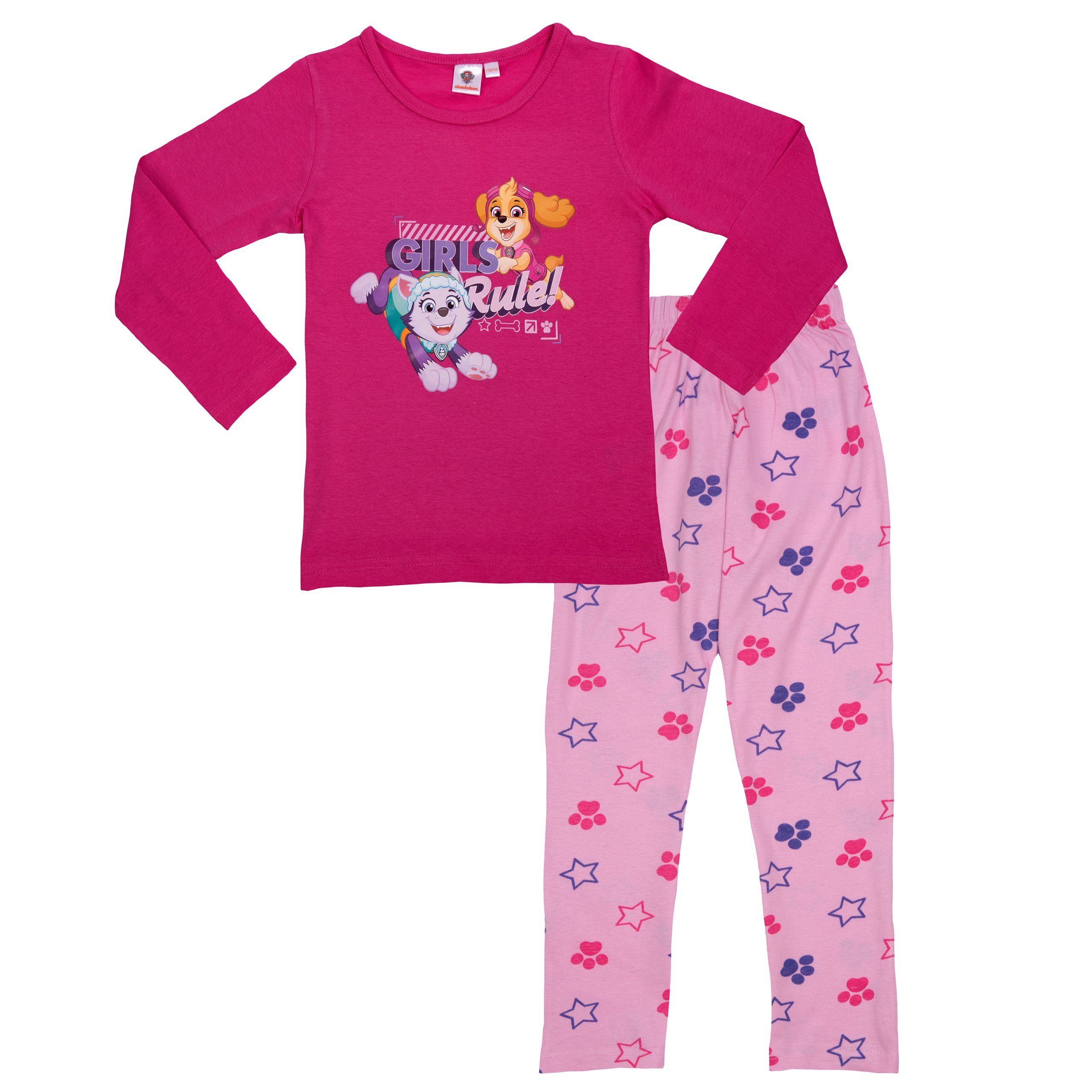 Paw - Rosa/Pink Langarm für Patrol Schlafanzug Rule Schlafanzug - United Girls Labels® Mädchen
