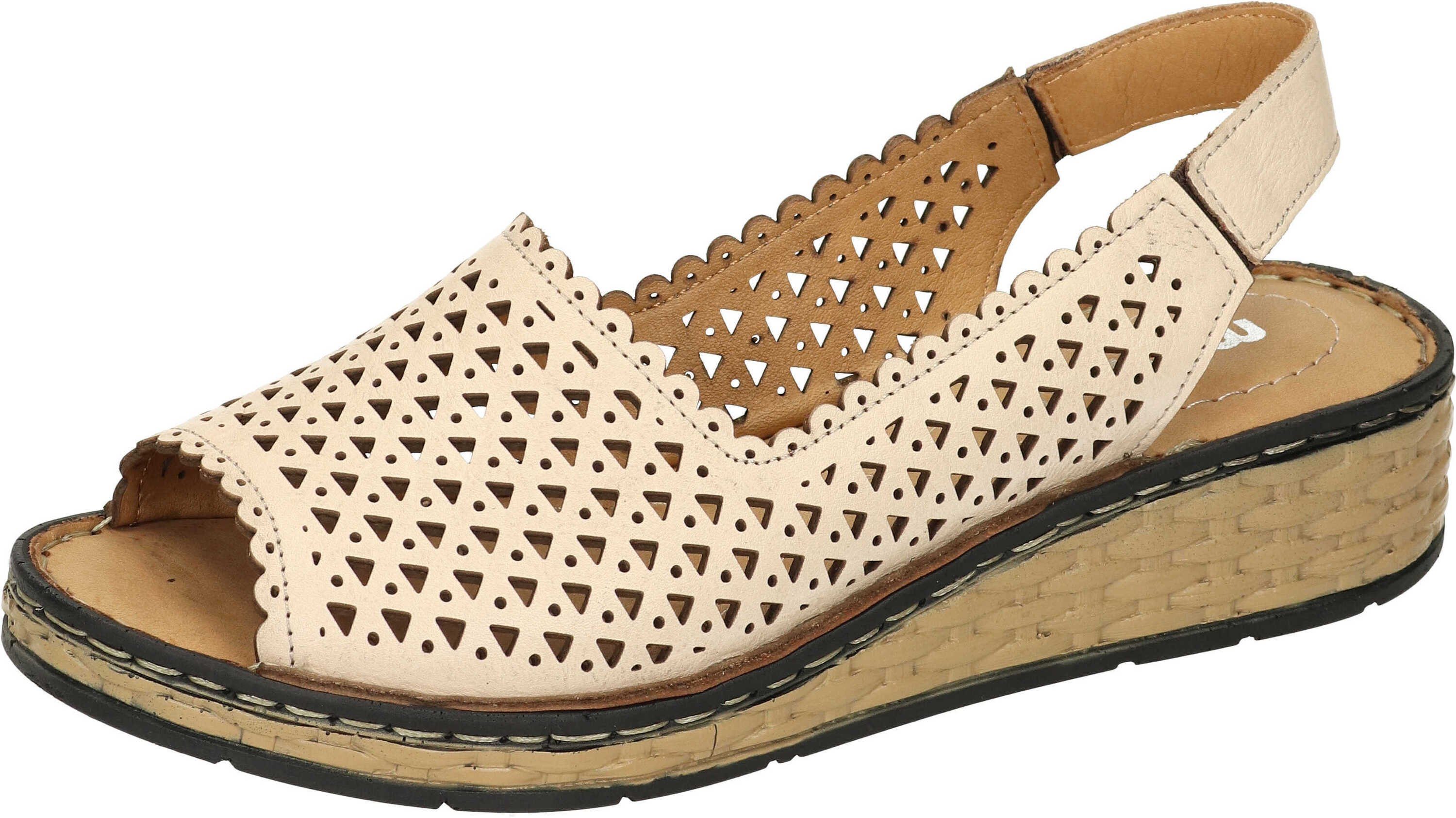Manitu Sandaletten Sandalette aus echtem Leder beige