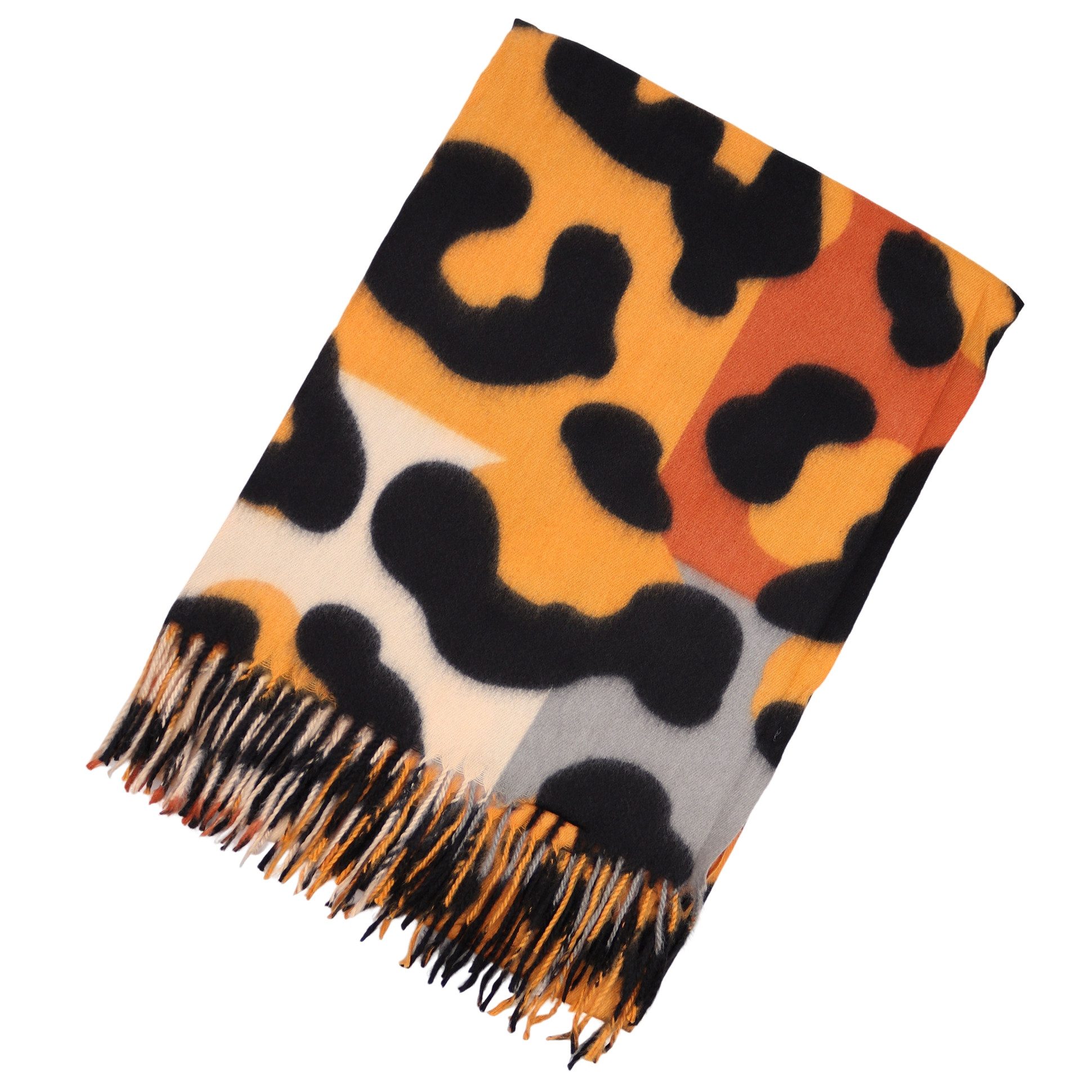 MIRROSI Modeschal weicher und warmer Schal Big Leo Muster mit Fransen, 70x1 günstig online kaufen