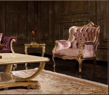 JVmoebel Wohnzimmer-Set Klassische Rosa Chesterfield Sofagarnitur 3-Sitzer Couchtisch Sessel, (3-St., 1x 3-Sitzser + 1x Sessel + 1x Couchtisch ohne Beistelltisch), Made in Europa