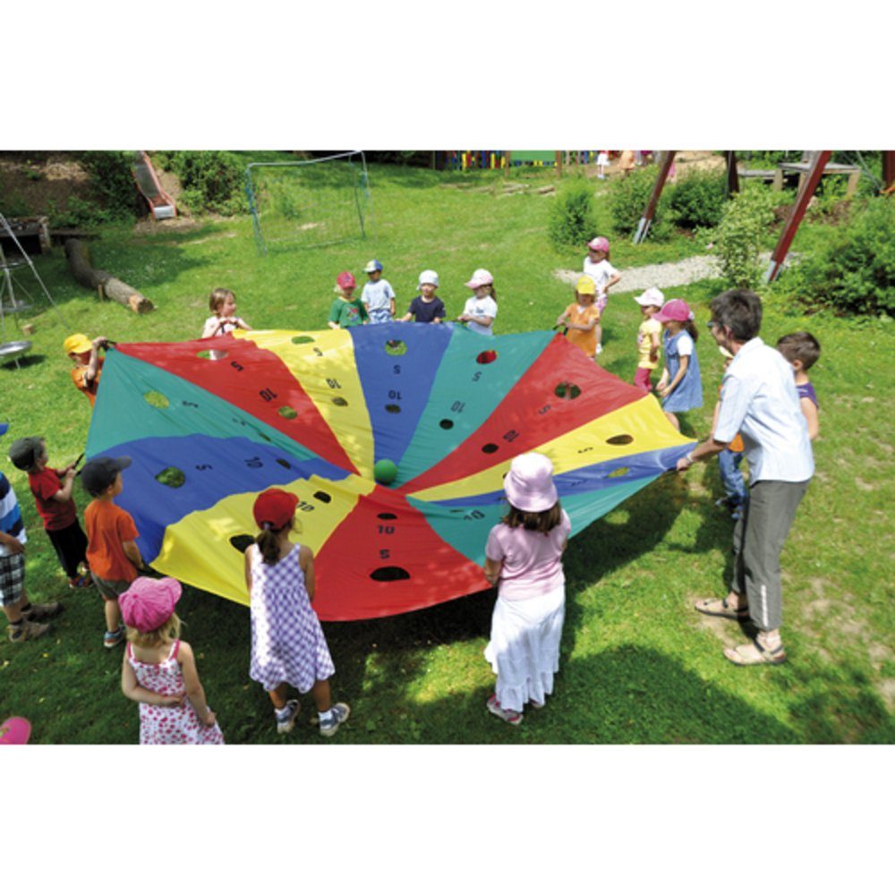 EDUPLAY Spielzeug-Gartenset Schwungtuch Griffschlaufen mit ca. ø Durchmesser 12 4m Ziellöchern 4 m