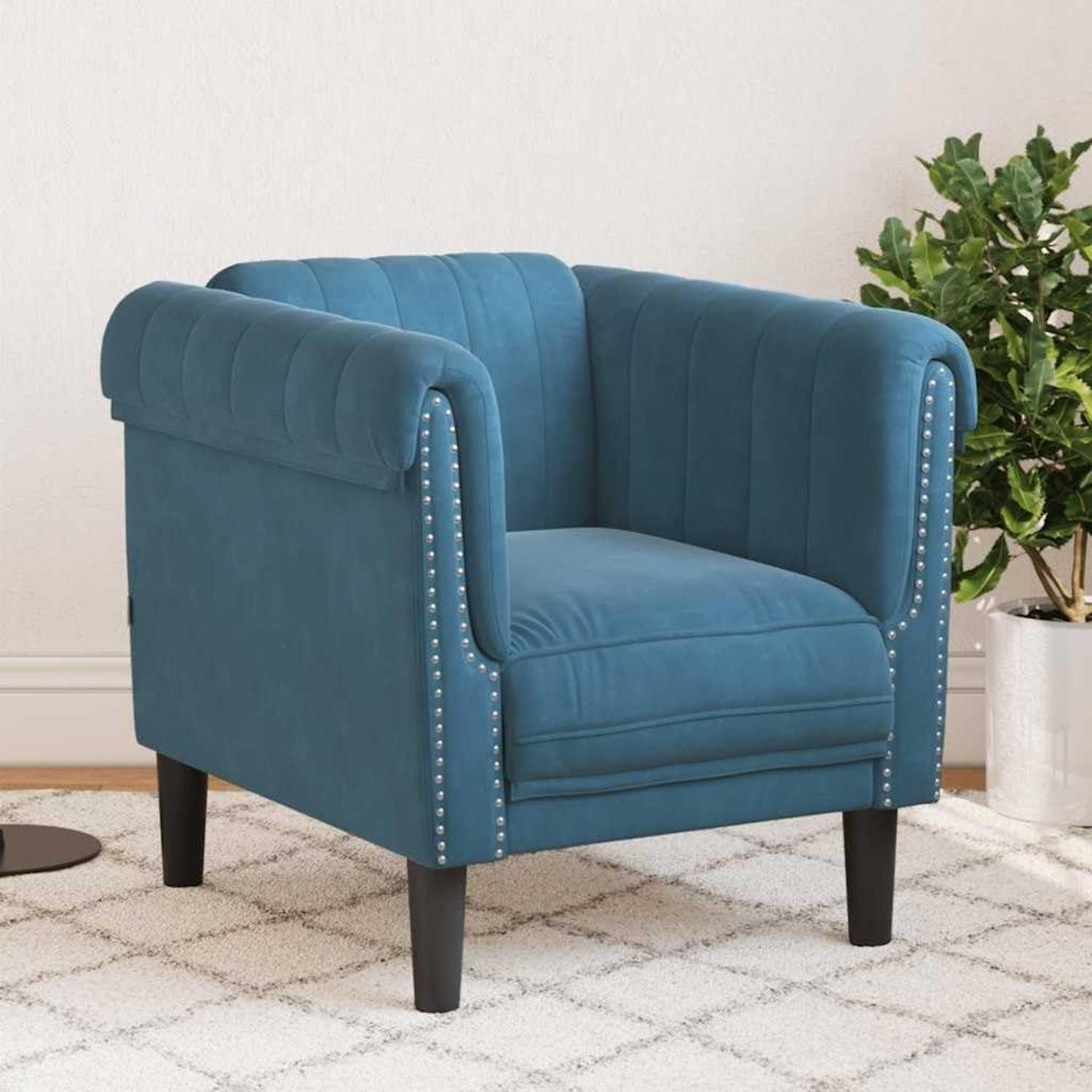 LuxusKollektion Schlafsofa Sessel Samt Blau Klappbar Schlaffunktion Gästesofa Sofa Blau