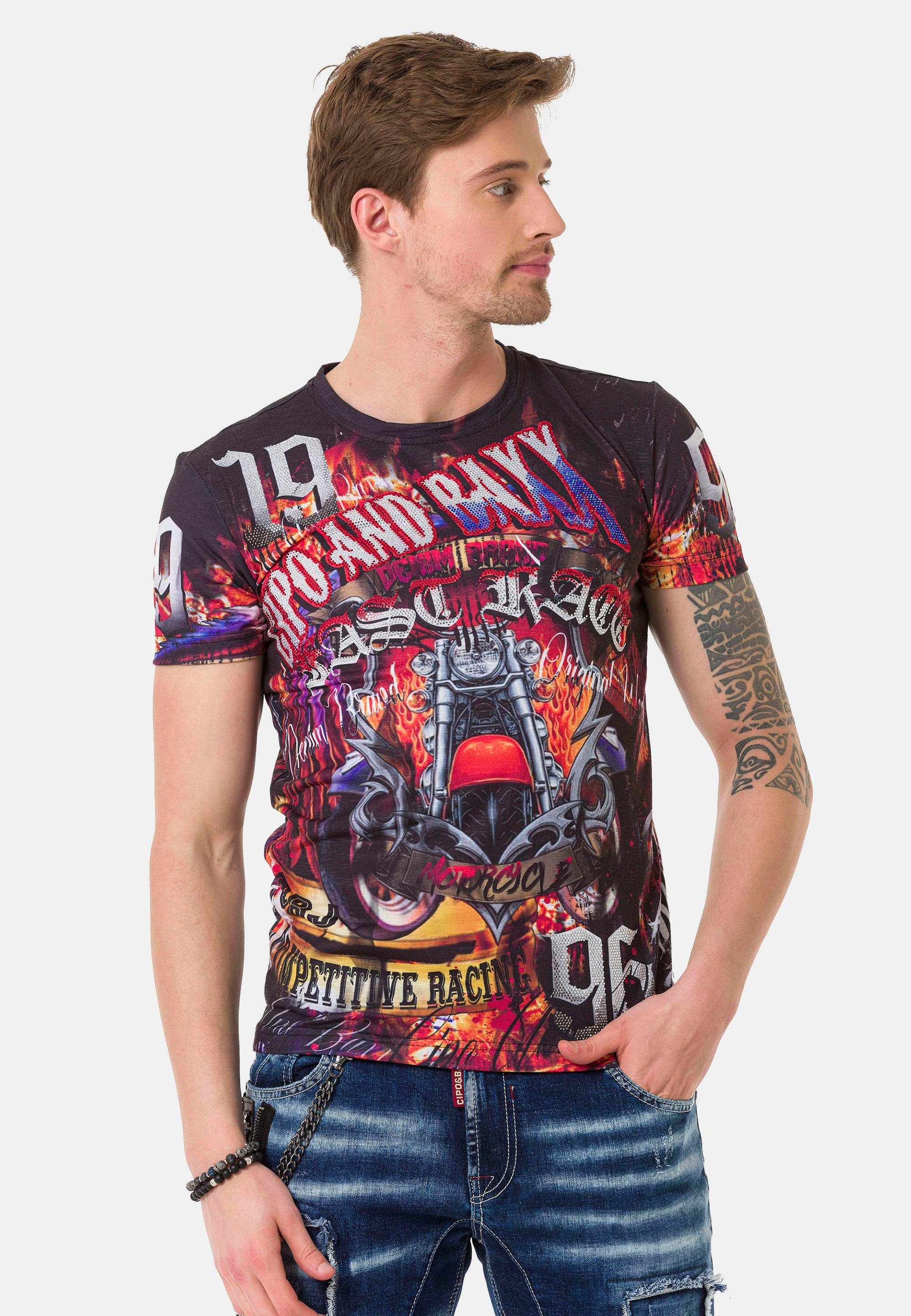 Cipo Baxx coolen Biker-Prints T-Shirt mit &