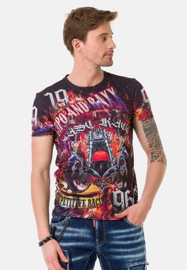 Cipo & Baxx T-Shirt mit coolen Biker-Prints