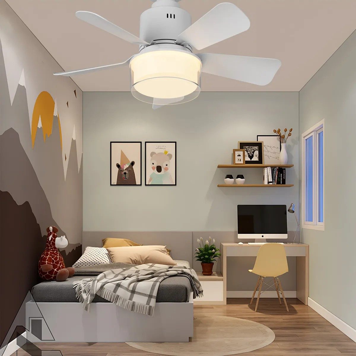 VIVIHEYDAY Deckenventilator LED Deckenleuchte mit Ventilator, Deckenventilator mit Licht, inkl Fernbedienung, warmweiß - kaltweiß, 4 Geschwindigkeiten Timer