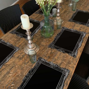 Platzset, Tischset abwaschbar - Framepad "Florenz" in schwarz, framepad.de, (2-St., 44 x 32cm), Tischset in eleganter Bilderrahmen-Optik aus erstklassigem Vinyl
