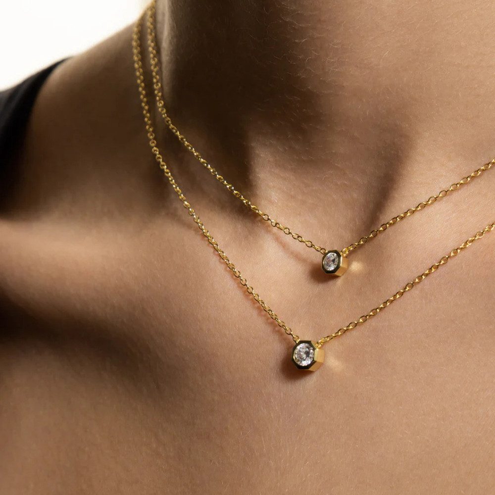 XENOX Kette mit Anhänger XS10658G, Vergoldet, Zirkonia, Damen