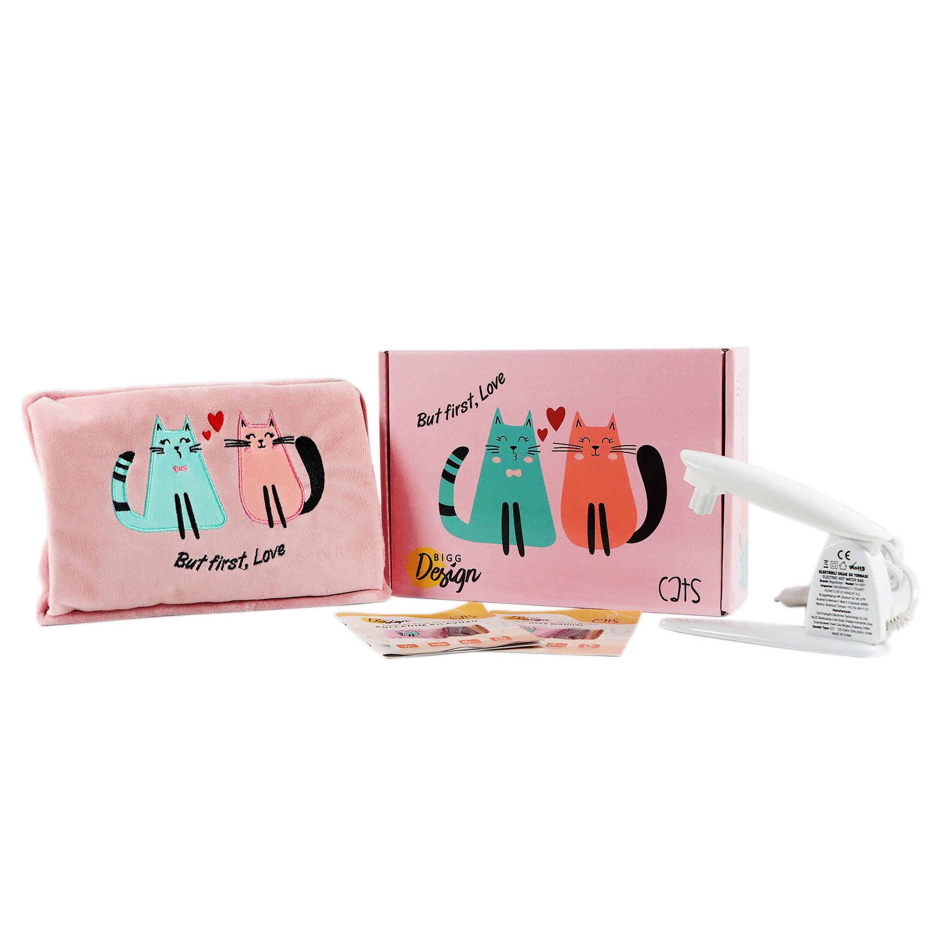 BIGGDESIGN Wärmflasche Biggdesign Cats Elektrische Wärmflasche Love Cat – Angenehm weich