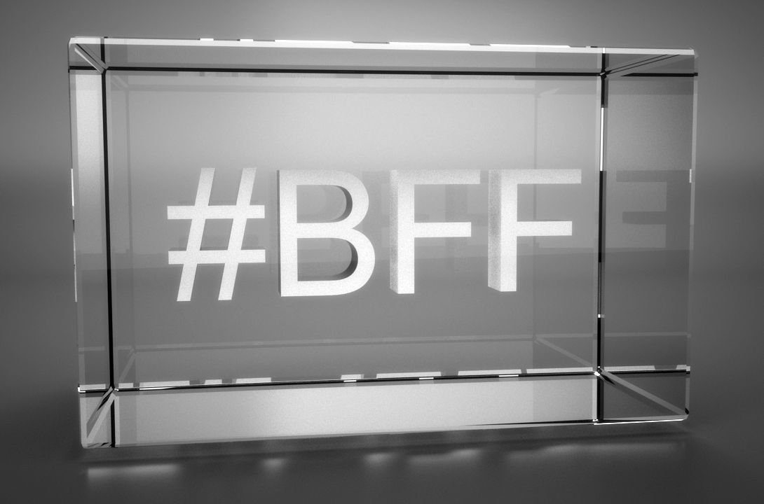 Dekofigur 3D Glasquader Motiv Hashtag #BFF (best friends forever), Hochwertige Geschenkbox, Made in Germany, Familienbetrieb