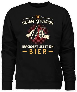 Shirtracer Sweatshirt Die Gesamtsituation erfordert jetzt ein Bier - Geschenk Bierfreunde Va (1-tlg) Party & Alkohol Herren