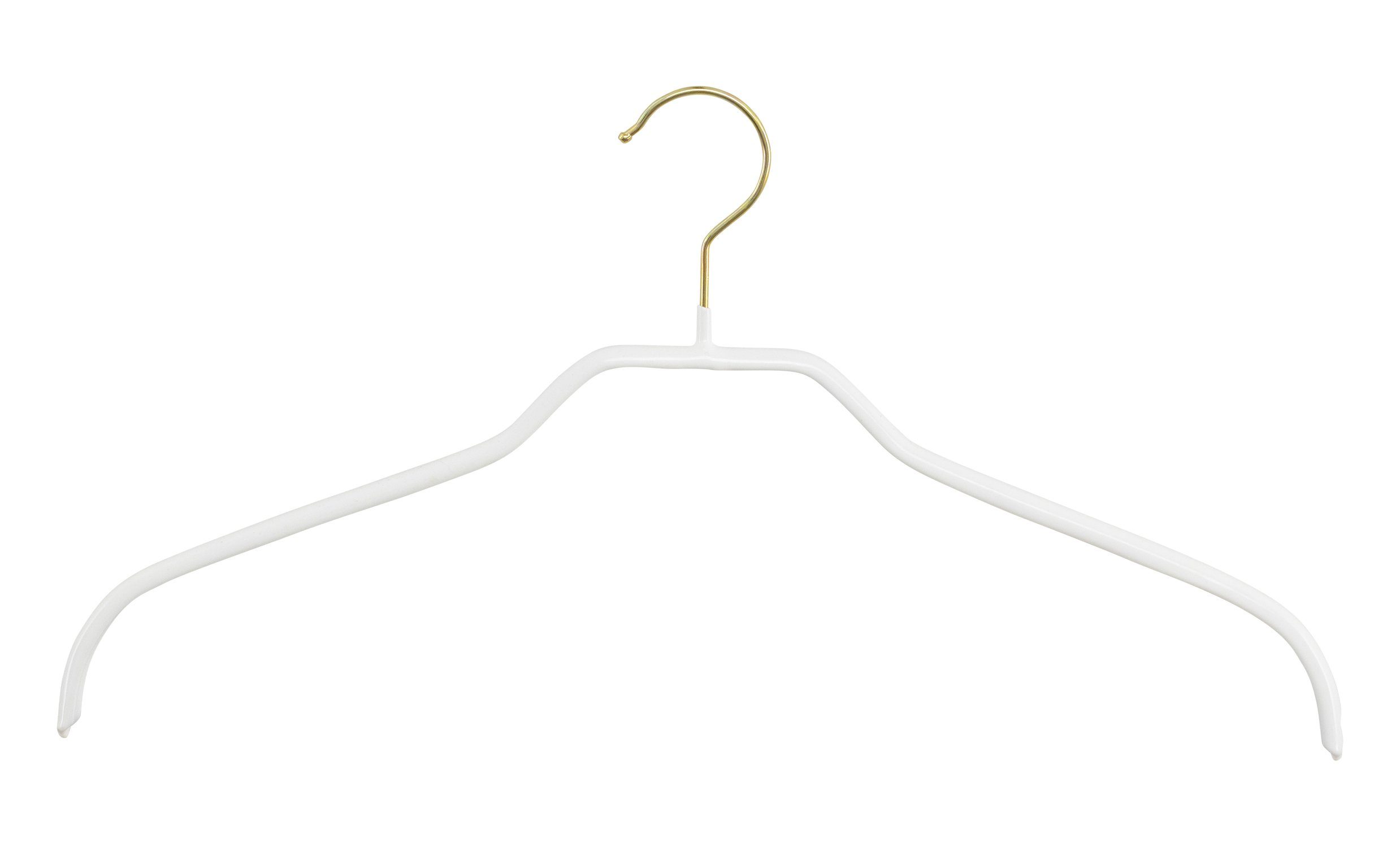 MAWA Kleiderbügel MAWA Silhouette/F Formbügel aus profiliertem Stahlband, ganzflächig rutschhemmend ummantelt, drehbarer, goldfarbener Haken, geeignet für Oberbekleidung, 10 Stück Weiß