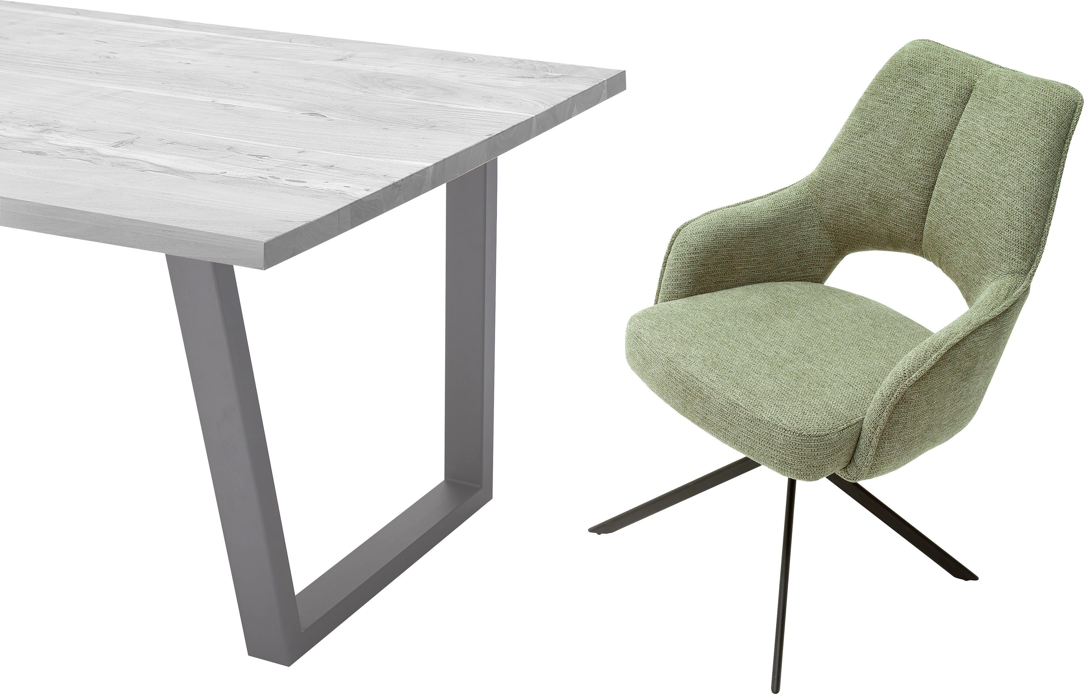 mit Stuhl Olive Olive 180° bis Nivellierung, (2 St), drehbar | Kg MCA 120 furniture Bangor belastbar Armlehnstuhl Stoffbezug,