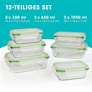 GOURMETmaxx Frischhaltedose Glas-Frischhaltedosen Klick-it, Glas, (6er Set, 12-tlg)