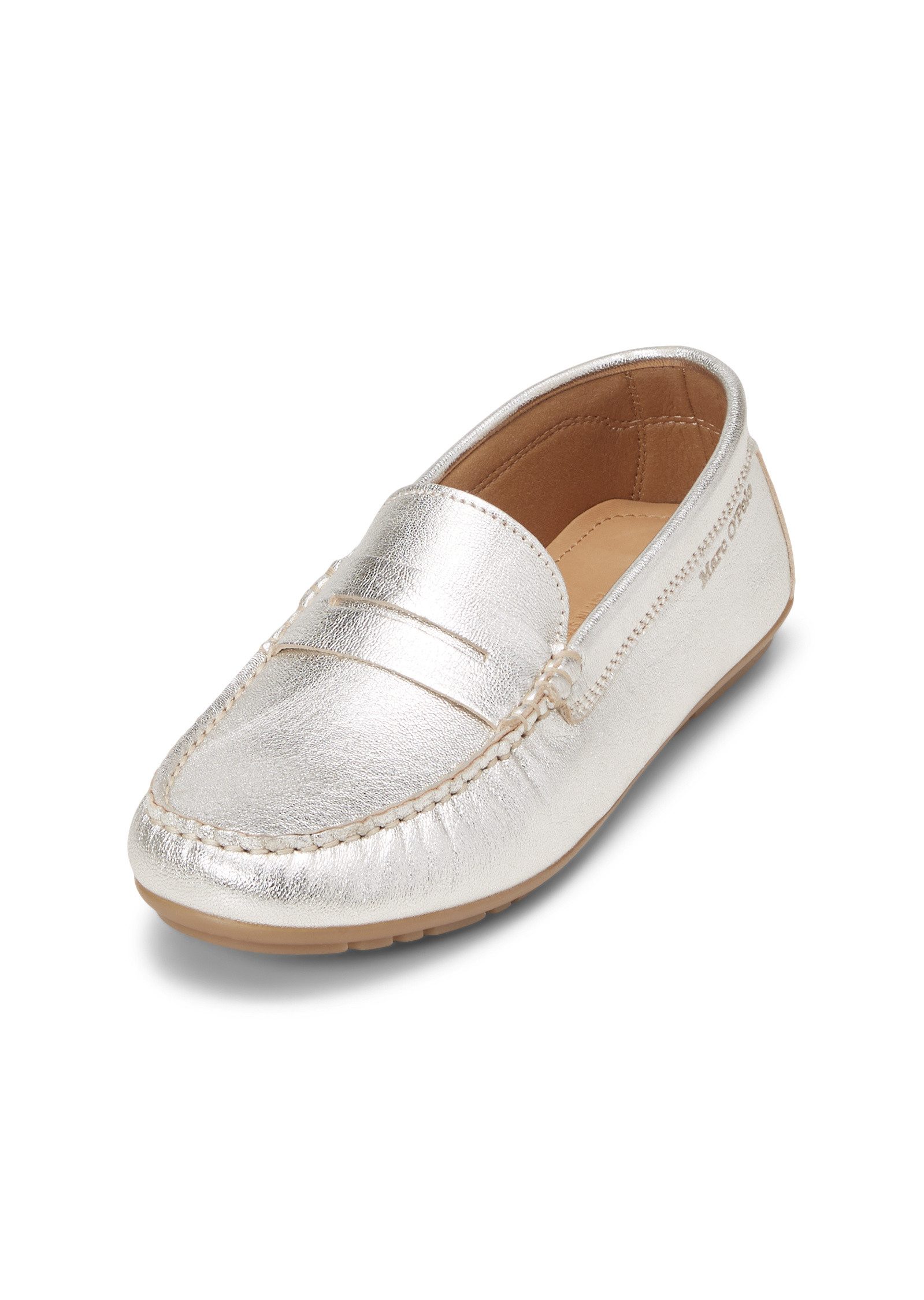 aus Rindleder mit Metallic-Glanz Mokassin