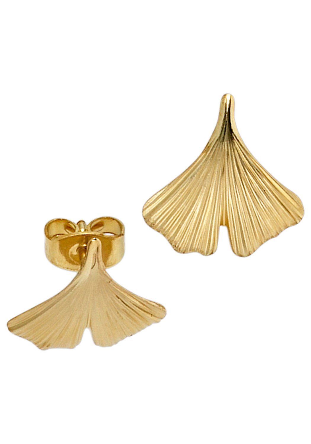 Valentinstagsgeschenk JOBO Paar Ohrstecker Ginko, 375 Gold, gelb|goldfarben