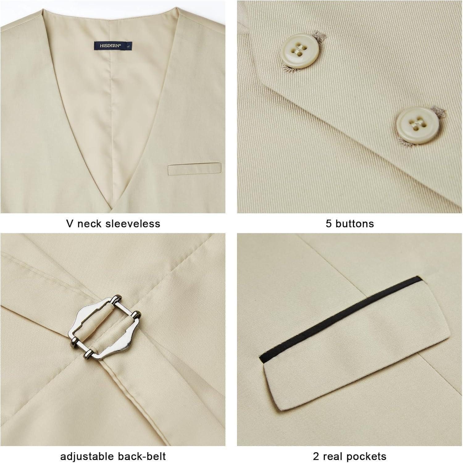 LuxusKollektion Krawatte Anzugweste Herren Hochzeit Businessweste Smoking Taschen Champagne S