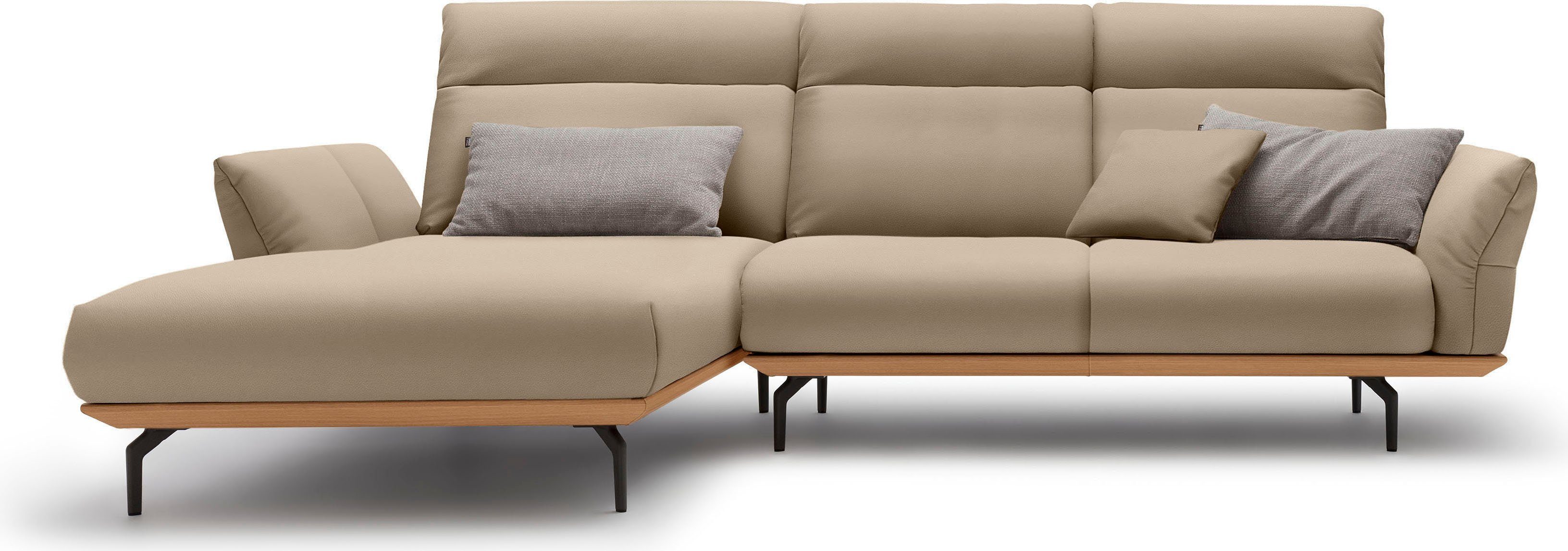 hülsta sofa Ecksofa hs.460, Sockel in Eiche, Alugussfüße in umbragrau, Breite 298 cm