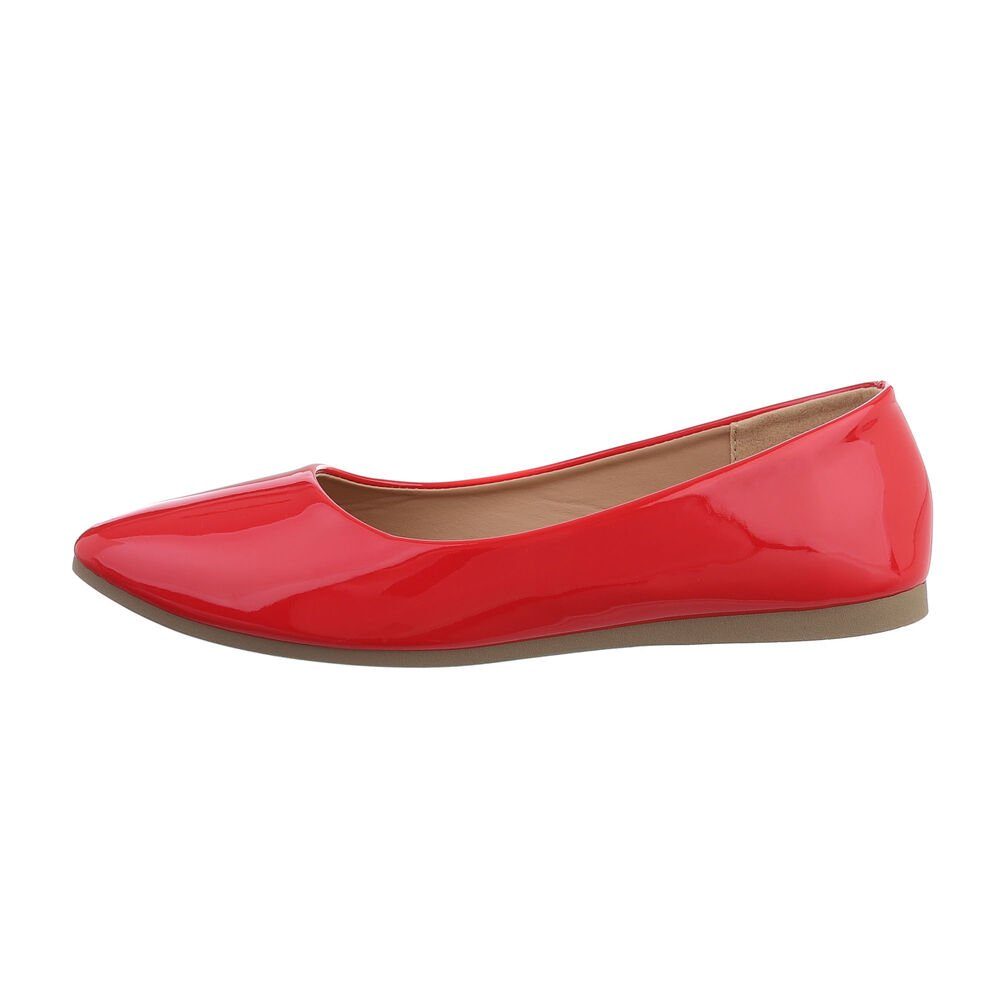Ital-Design Damen Schlupfschuhe Freizeit Ballerina Flach Klassische Балетки in Rot
