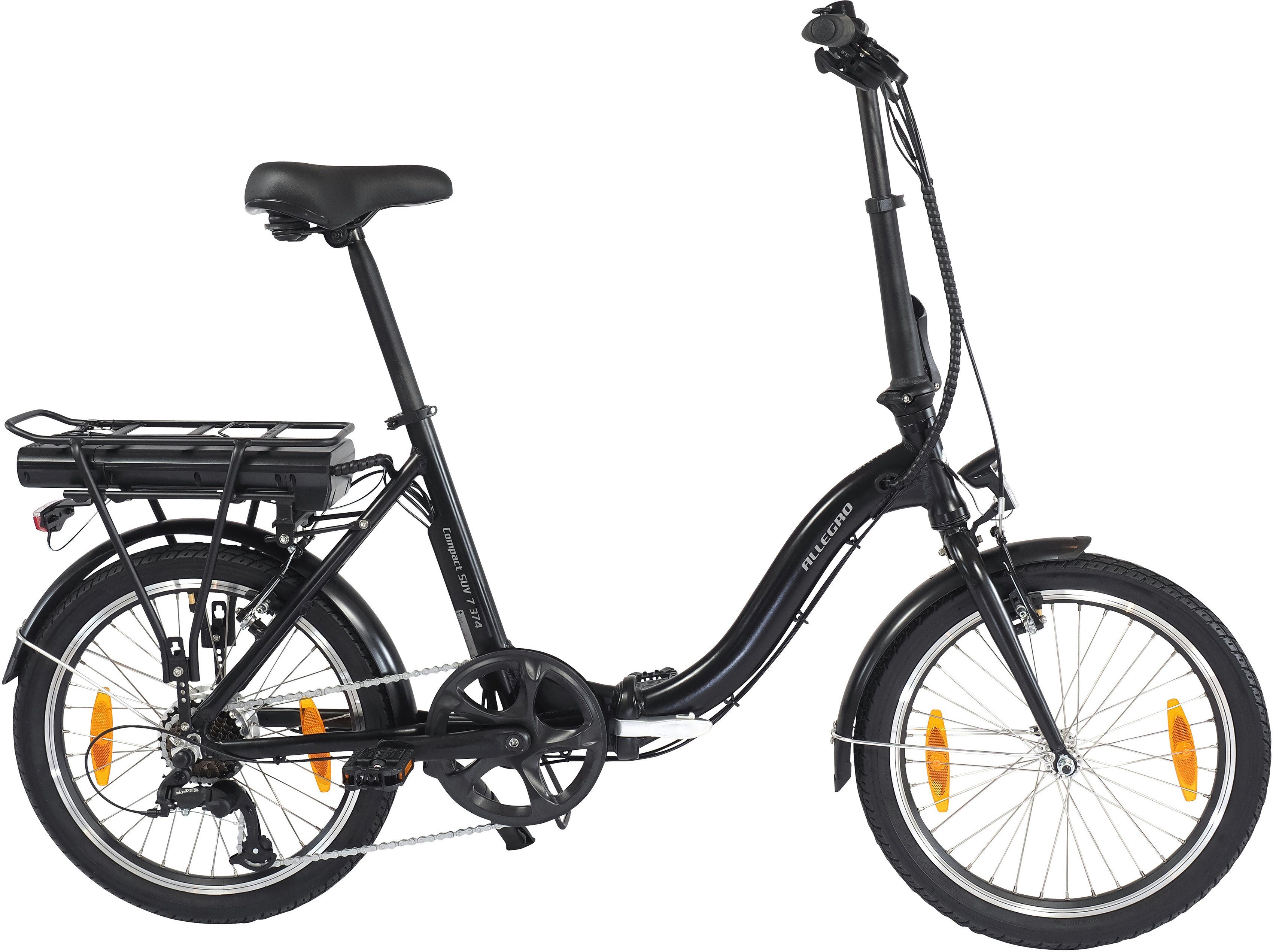 ALLEGRO E-Bike Compact SUV 7 374, 7 Gang microSHIFT, Kettenschaltung, Heckmotor, 374 Wh Akku, Pedelec, Elektrofahrrad für Damen u. Herren, Faltrad