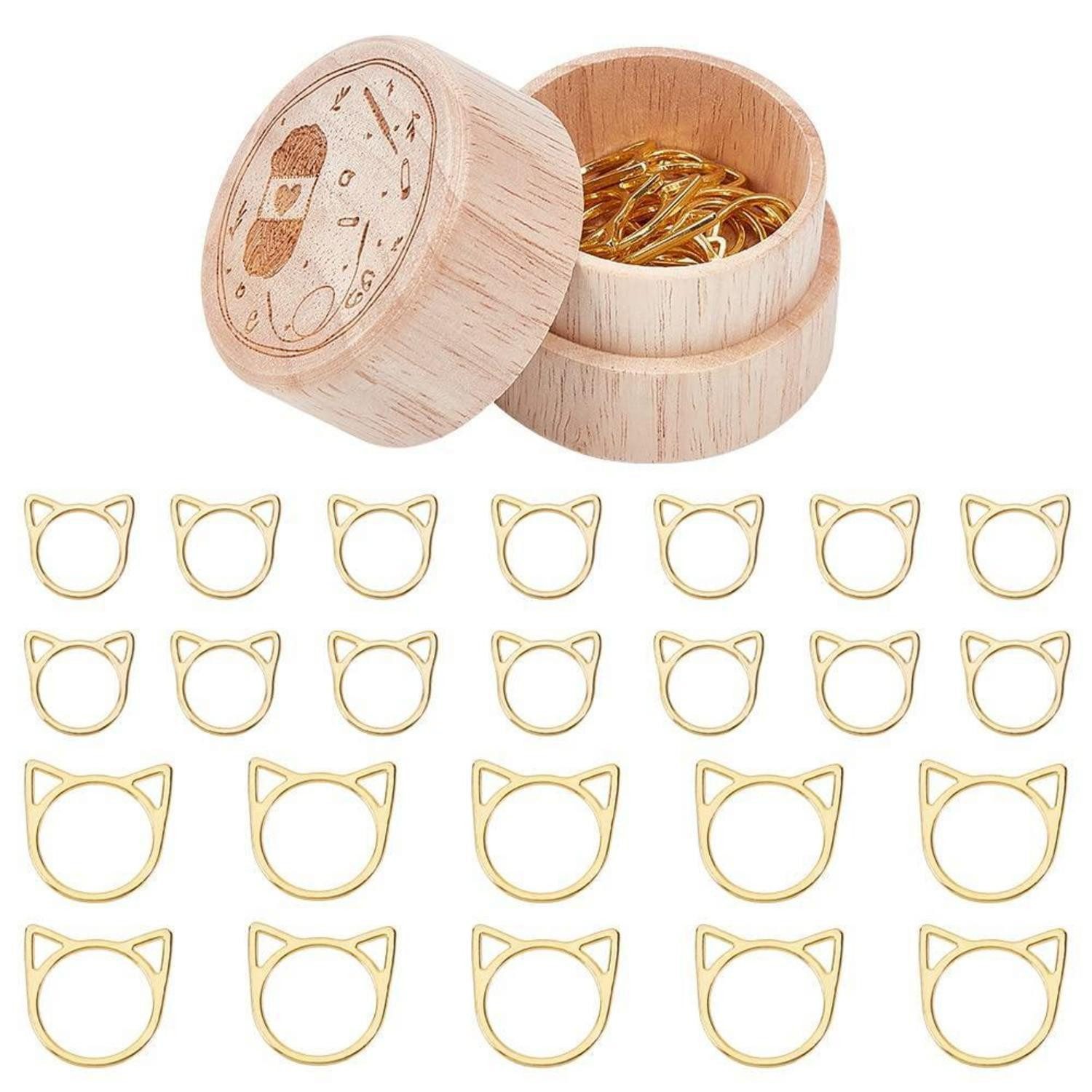 LuxusKollektion Stecknadeln Maschenmarkierer Katzenkopf Ringe 30 Stk. Holzbox, 30 St.