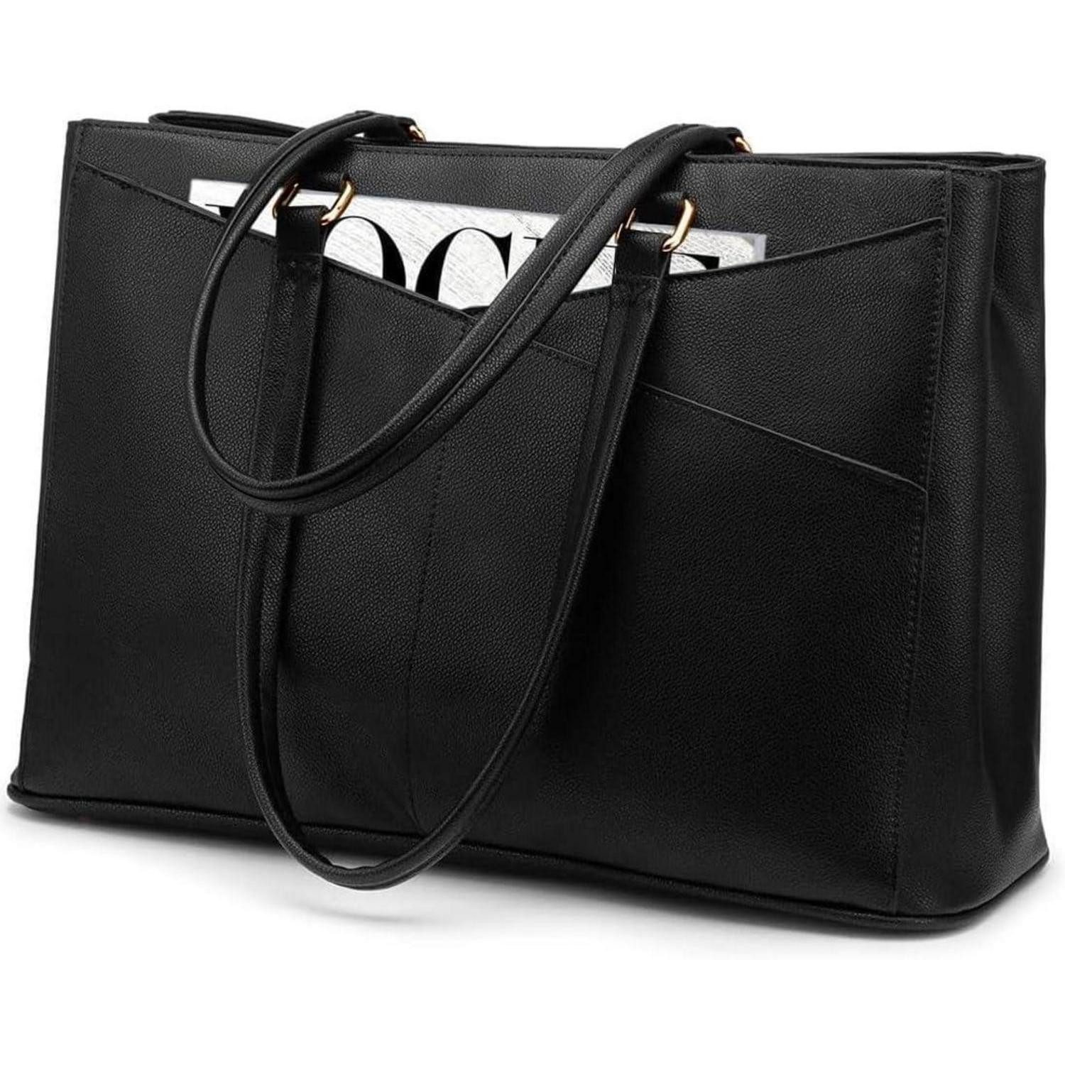 Laptoptasche Laptoptasche Damen 15,6 Zoll Handtasche Wasserdicht Schwarz