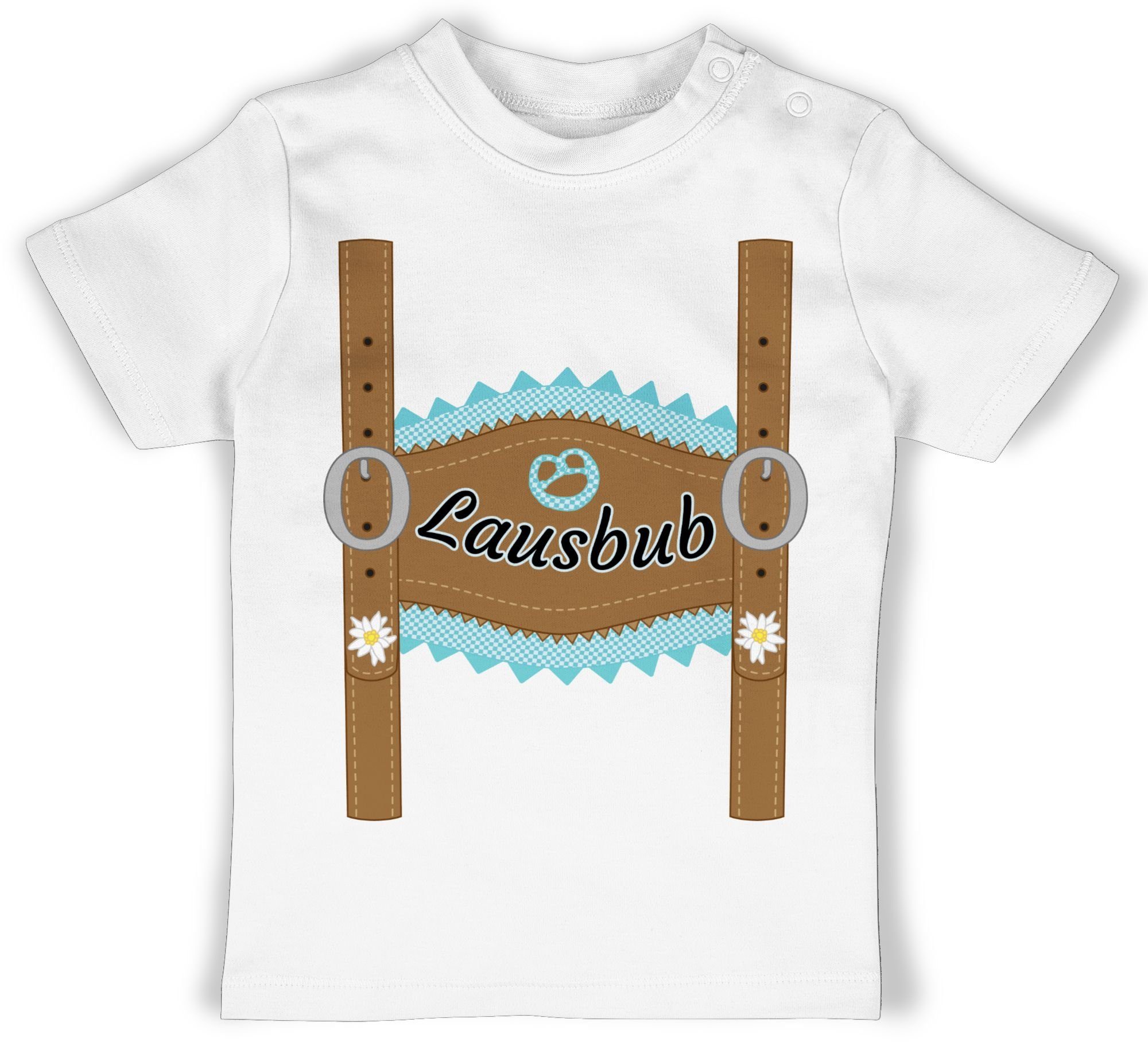 Shirtracer T-Shirt Lausbub Lederhose Mode für Oktoberfest Baby Outfit 2 Weiß