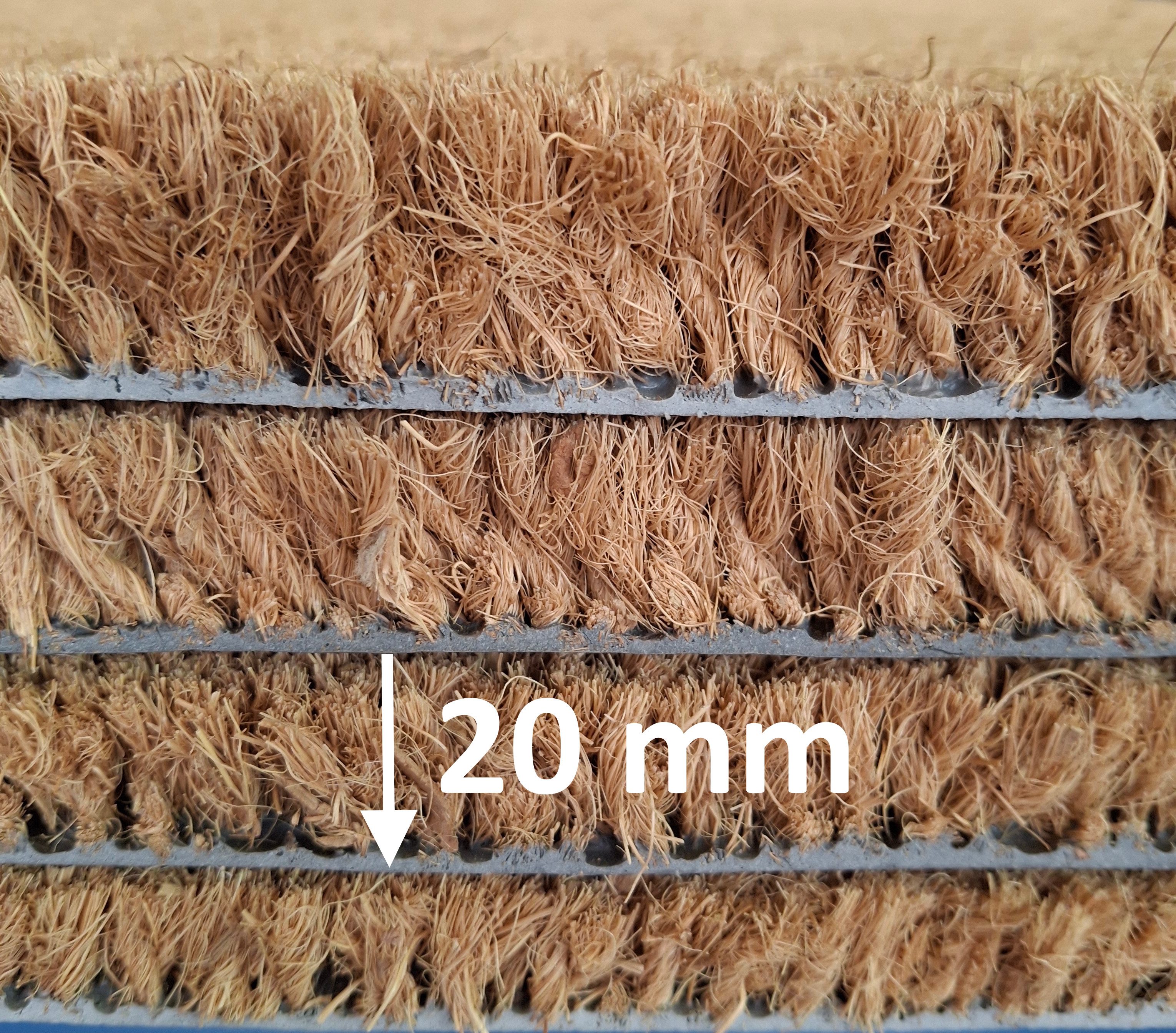Mertex Fußmatte Fußmatte Kokos Läufer Meterware Naturprodukt, rutschfest, zuschneidbar