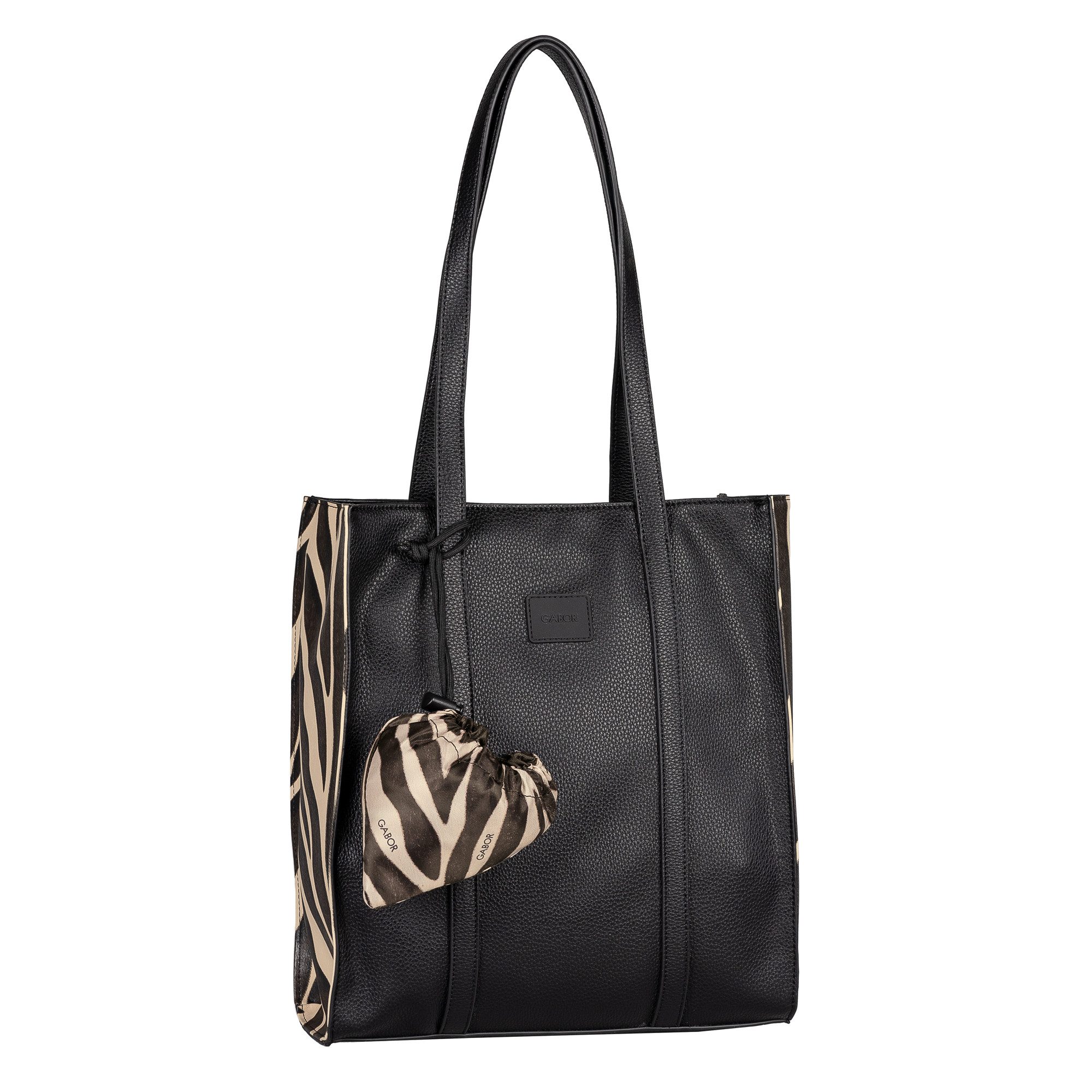 Gabor Shopper Elfie Luxe (Set, faltbare Einkaufstasche aus Nylon), Damen Handtasche mit Leopardenoptik mit Pouch-Anhänger