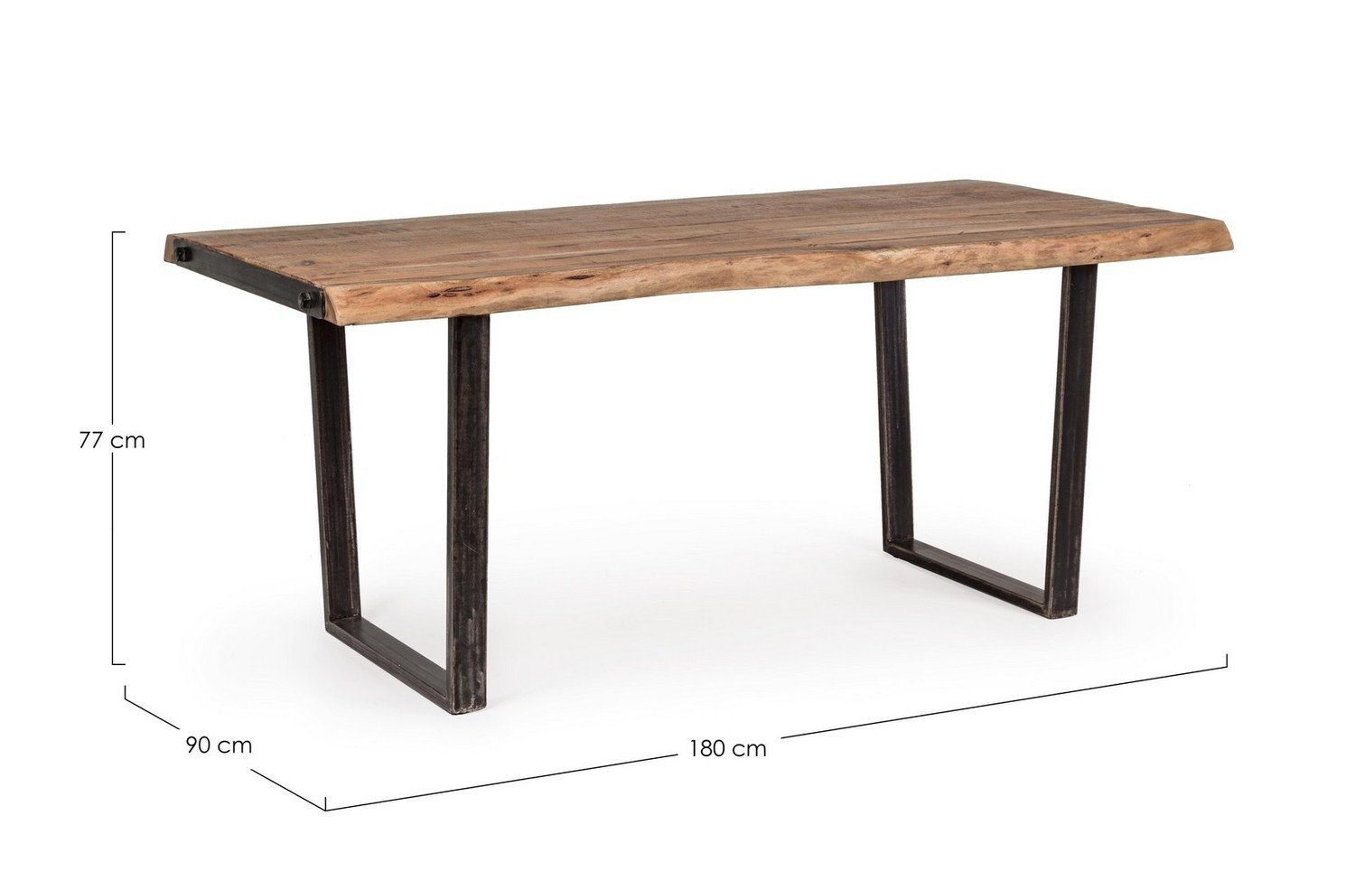 x 77 Tisch und x Esstisch 90 Stahl 180 Natur24 cm Esszimmer Akazienholz Esstisch Elmer