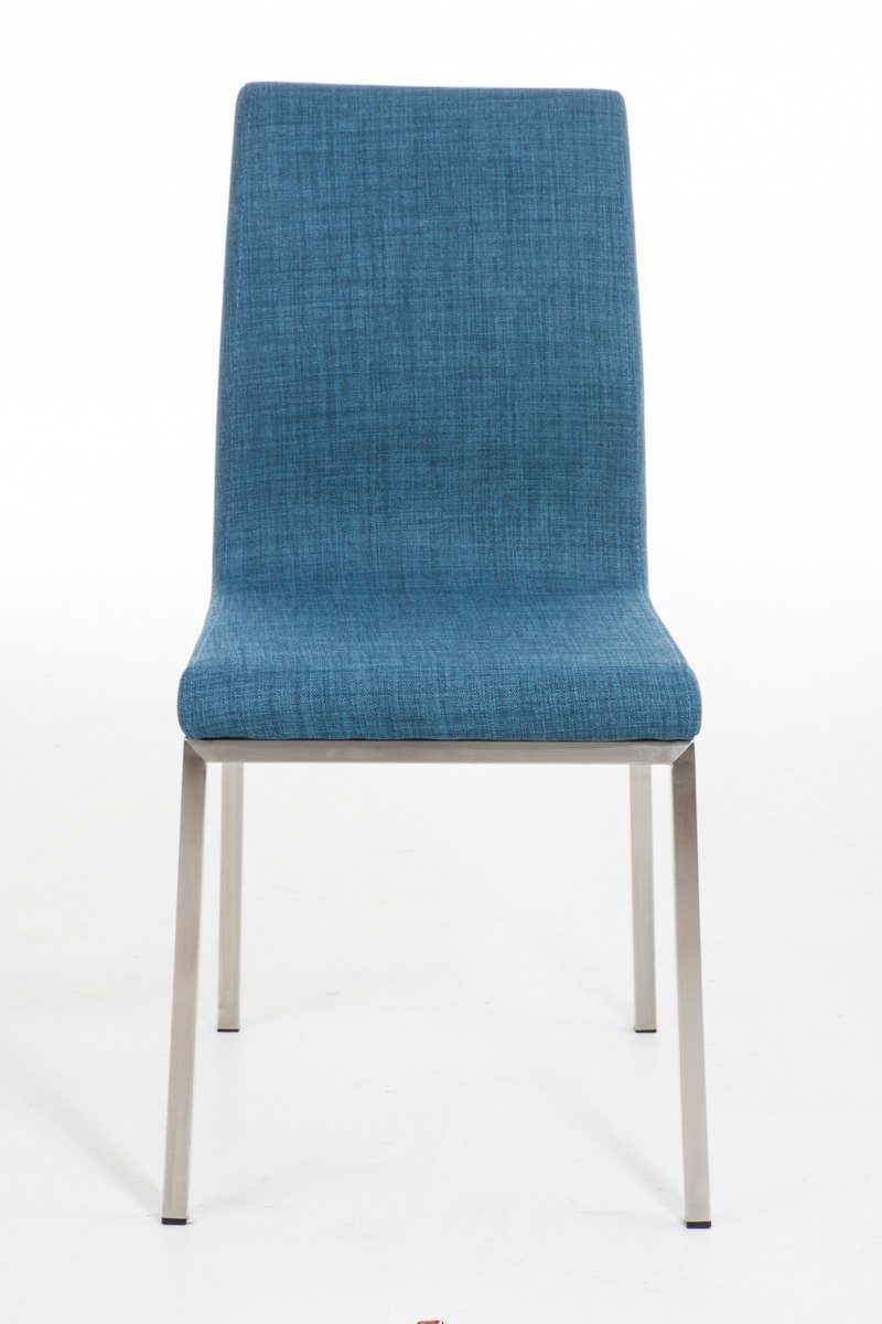 Metall hochwertig TPFLiving Sitzfläche: Konferenzstuhl Stoff (Küchenstuhl gepolsterter blau Colle mit Edelstahl - gebürstet - Esstischstuhl Esszimmerstuhl Sitzfläche - - Wohnzimmerstuhl), Gestell: