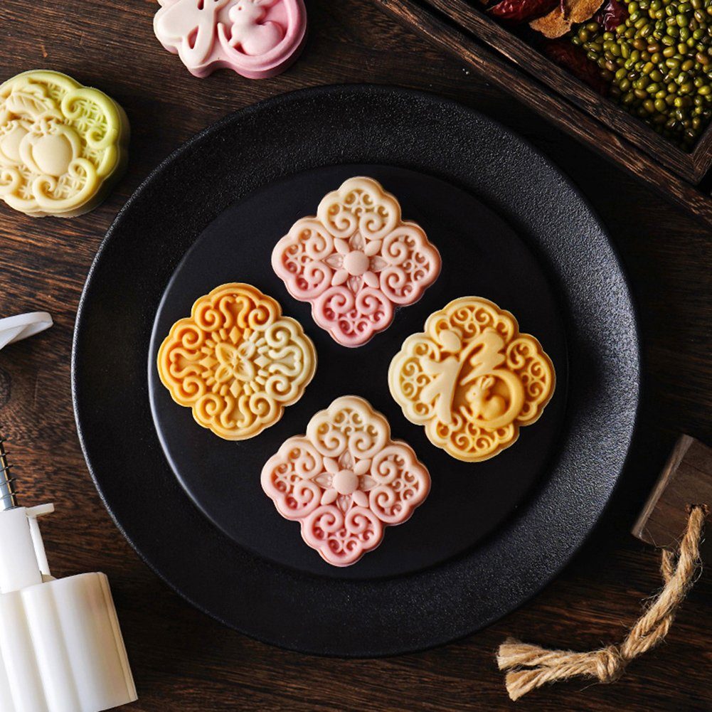 Chinesischen Stil, Wiederverwendbare 75 Blusmart Im 3D-Mondkuchenform-Set G Muffinform Glückskaninchen